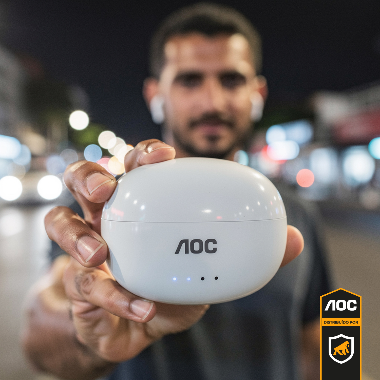 Fone de Ouvido Bluetooth 6.0 Branco Sem Fio - Baixa Latência, Estojo com Bateria e Controle Touch - AOC - foto 6