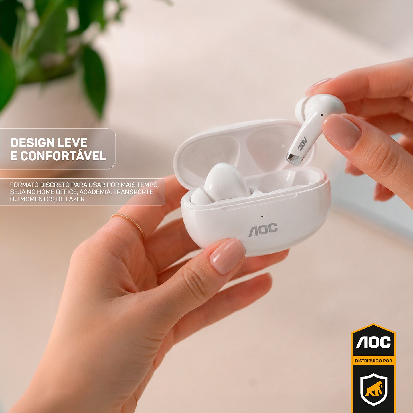 Fone de Ouvido Bluetooth Earbuds Pro V5.4 com Estojo de Recarga, Baixa Latência e Tradução por IA- Branco - AOC - foto 5