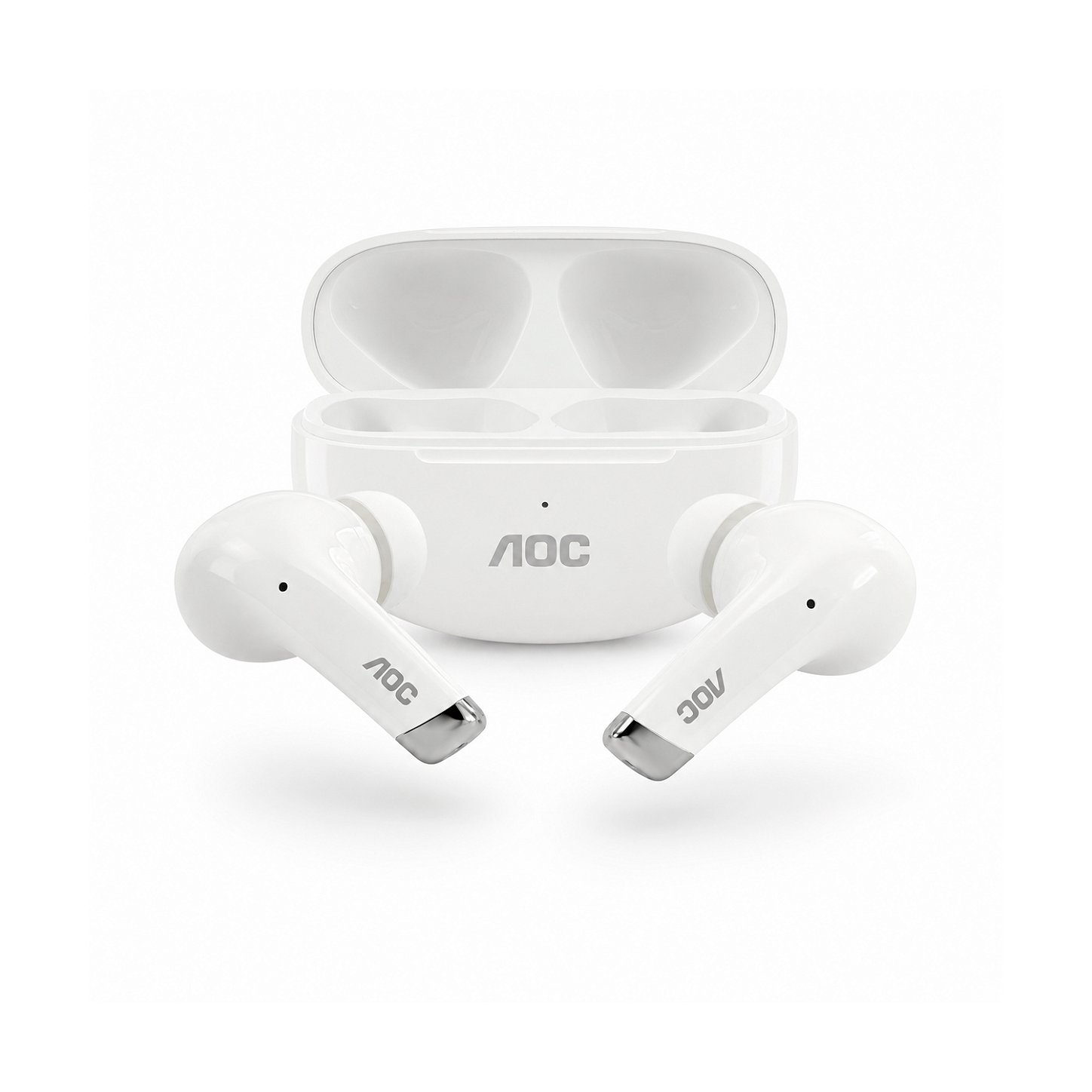 Fone de Ouvido Bluetooth Earbuds Pro V5.4 com Estojo de Recarga, Baixa Latência e Tradução por IA- Branco - AOC