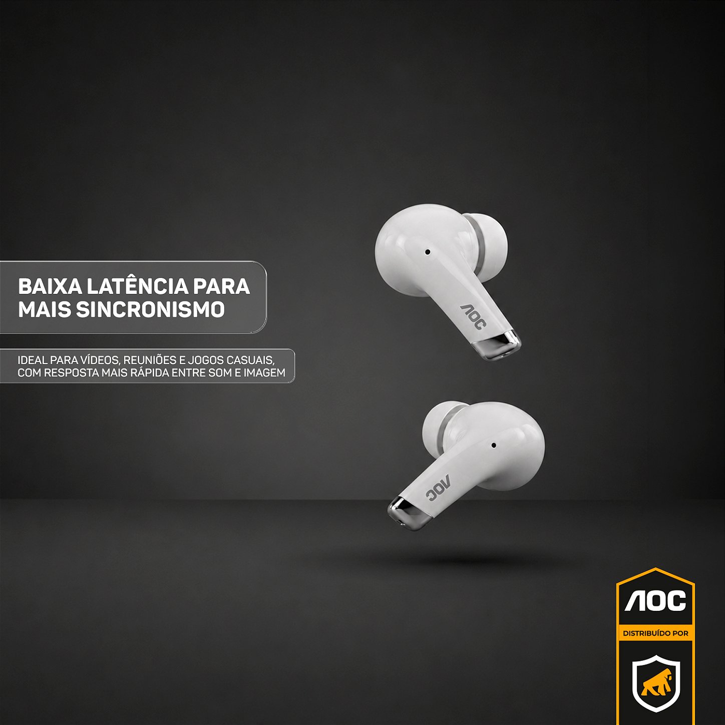 Fone de Ouvido Bluetooth Earbuds Pro V5.4 com Estojo de Recarga, Baixa Latência e Tradução por IA- Branco - AOC - foto 2
