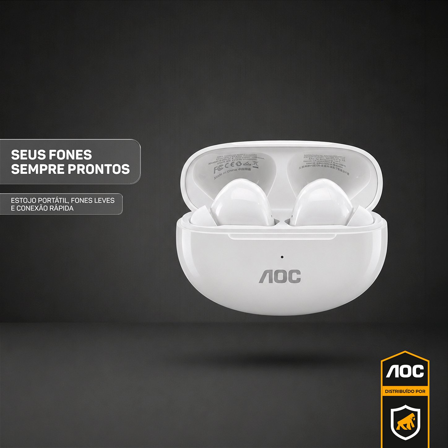 Fone de Ouvido Bluetooth Earbuds Pro V5.4 com Estojo de Recarga, Baixa Latência e Tradução por IA- Branco - AOC - foto 4
