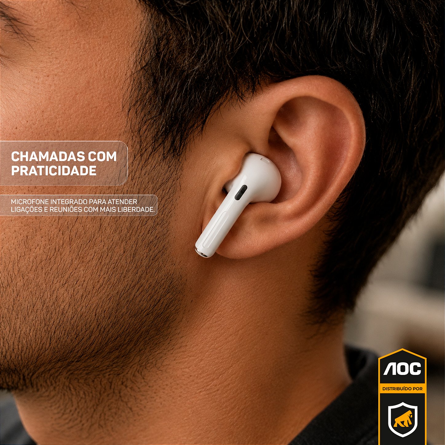 Fone Bluetooth com Visor Touch LED, Controle de Música, Bateria de Longa Duração e Estojo Inteligente – Branco - AOC - foto 3