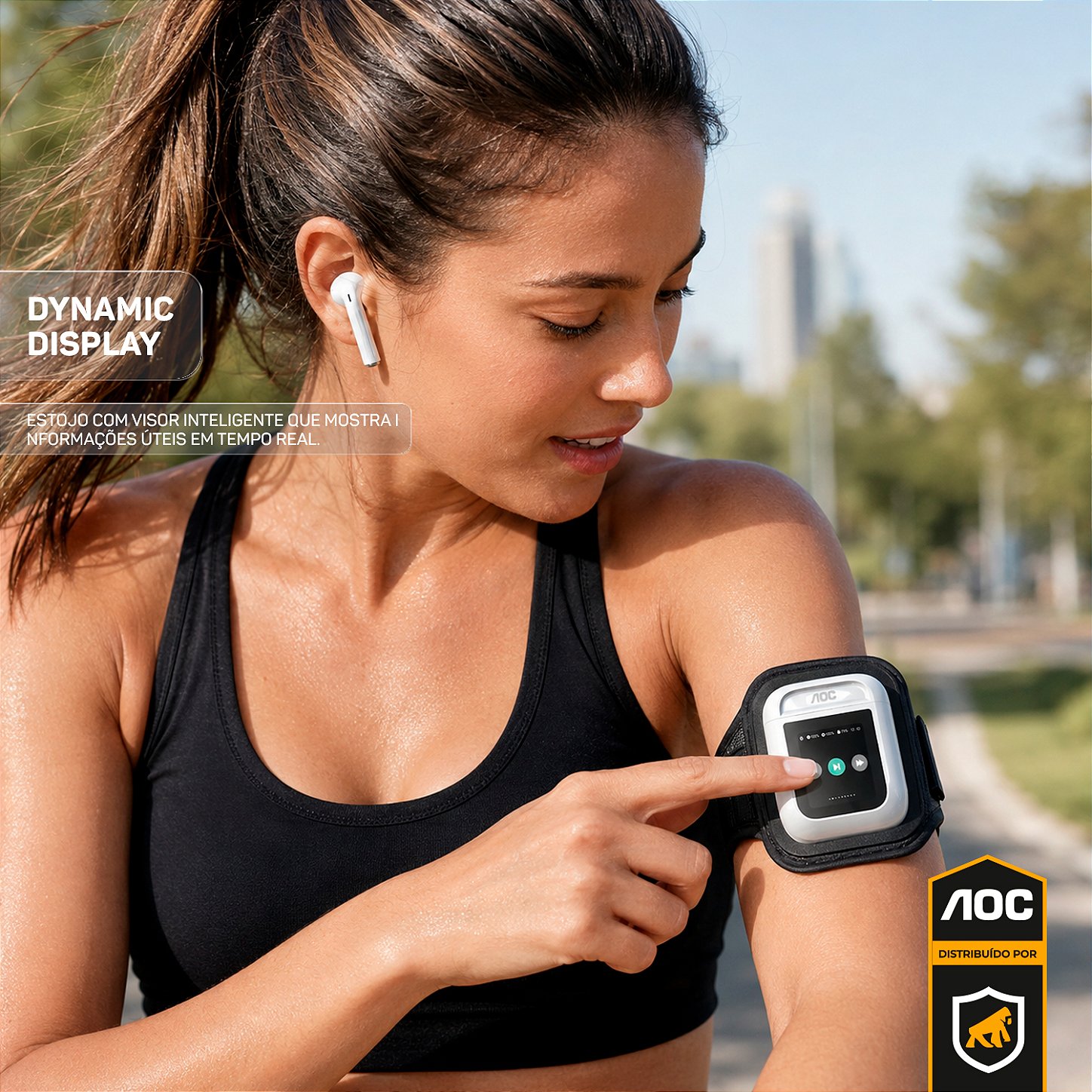 Fone Bluetooth com Visor Touch LED, Controle de Música, Bateria de Longa Duração e Estojo Inteligente – Branco - AOC - foto 2