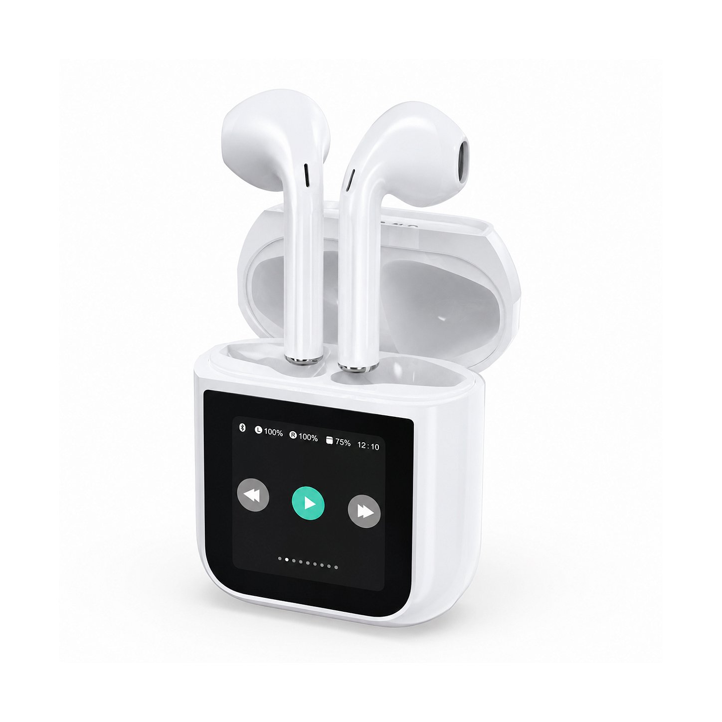 Fone Bluetooth com Visor Touch LED, Controle de Música, Bateria de Longa Duração e Estojo Inteligente – Branco - AOC