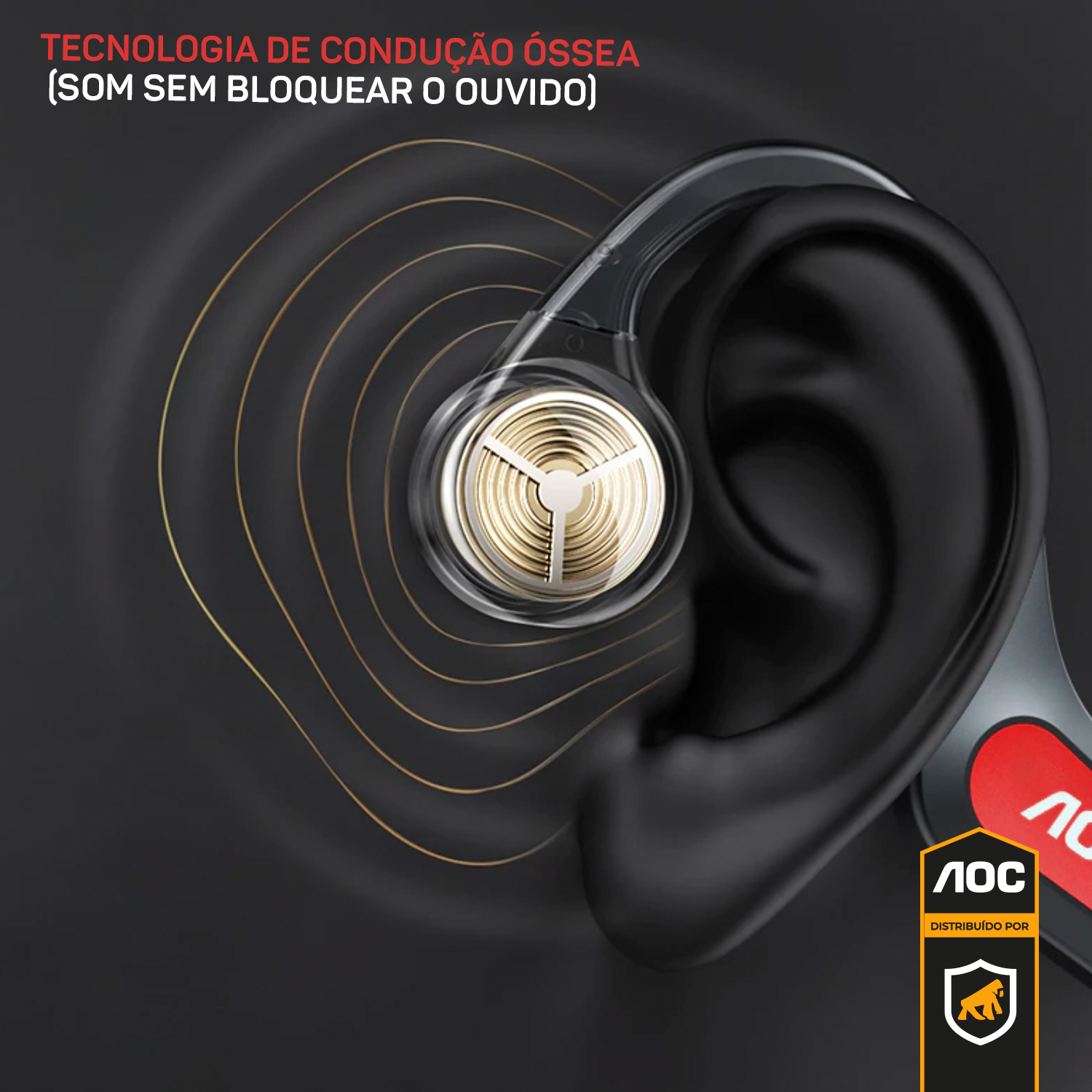 Fone de Ouvido Bluetooth 5.4 Condução Óssea IP56 Esportivo Sem Fio Baixa Latência Open-Ear - AOC - foto 5