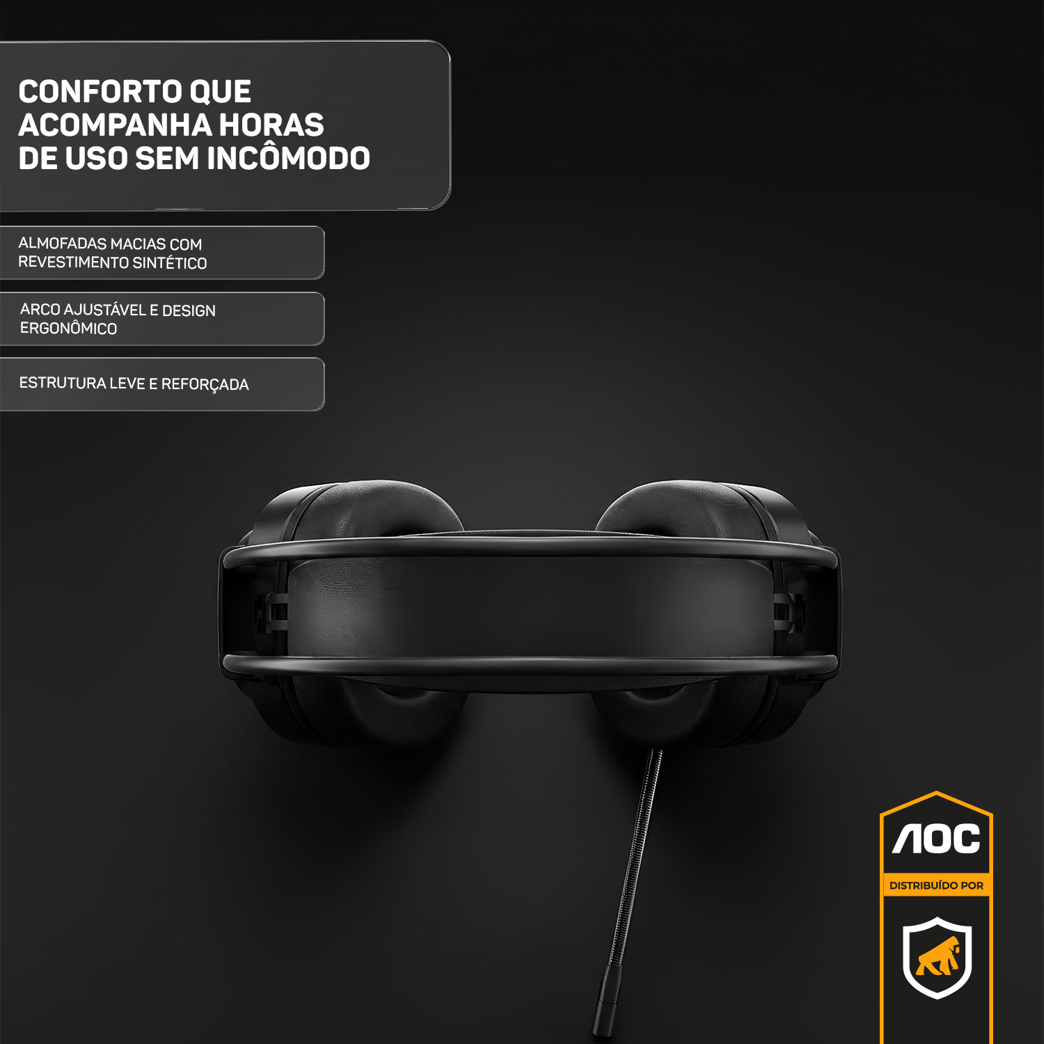 Headset Gamer USB 2.0 com Microfone, RGB, Som Imersivo e Conforto Premium – Preto - AOC - foto 4