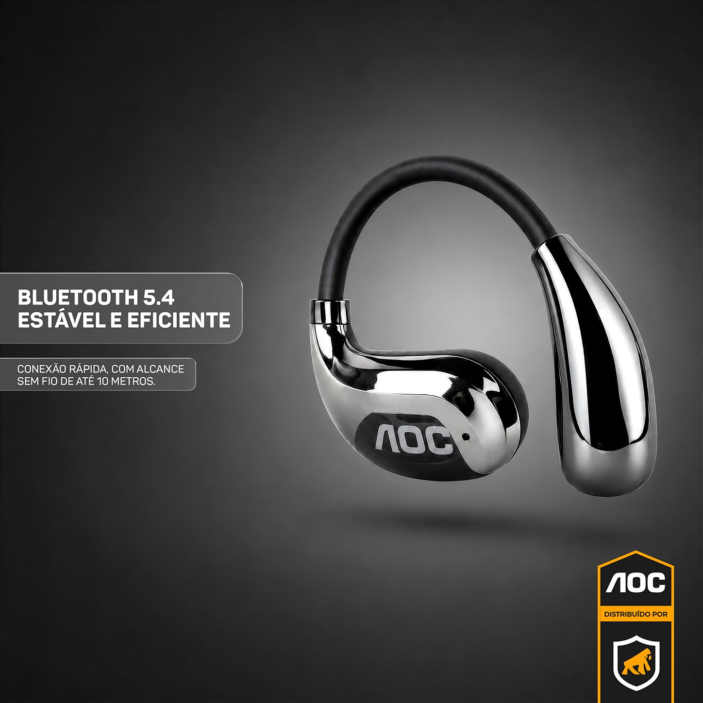Fone Auricular Open-Ear Clip Earbuds Bluetooth 5.4 Open Stereo Sem Fio com Alcance até 10 metros, Baixa Latência, Tradução Simultânea por IA e Microfone Integrado - Preto - AOC - foto 3