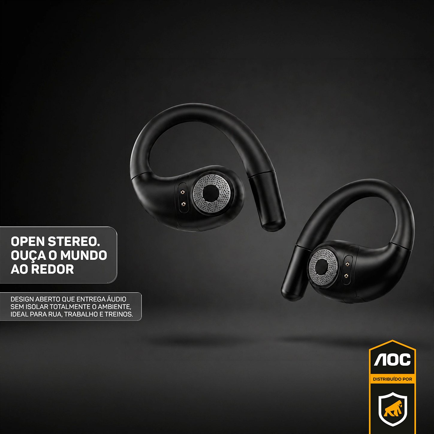 Fone Auricular Ear Clip Bluetooth 5.4 Sem fio com Alcance até 10 metros, Baixa Latência, Tradução Simultânea por IA e Microfone Integrado - Preto - AOC - foto 8
