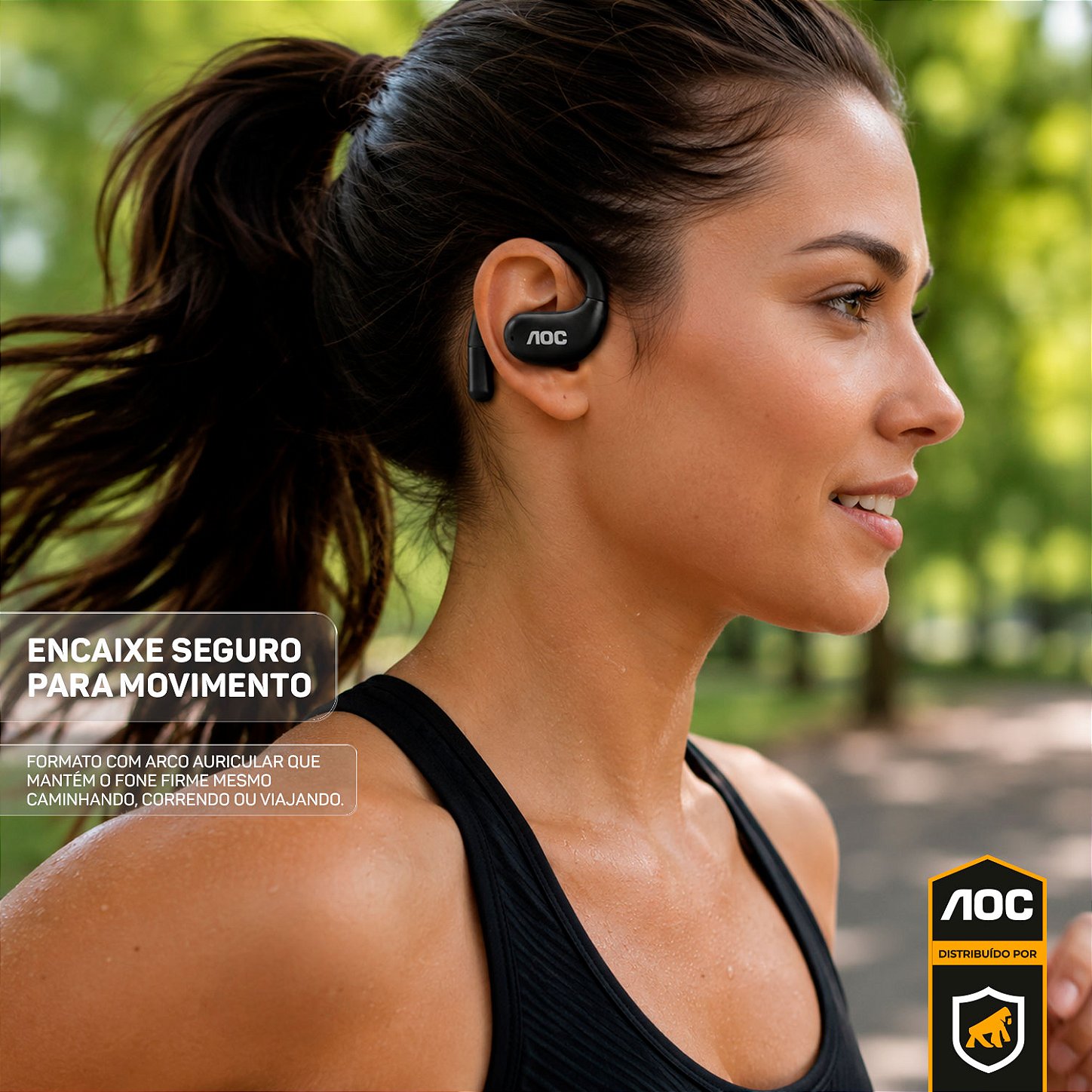 Fone Auricular Ear Clip Bluetooth 5.4 Sem fio com Alcance até 10 metros, Baixa Latência, Tradução Simultânea por IA e Microfone Integrado - Preto - AOC - foto 3