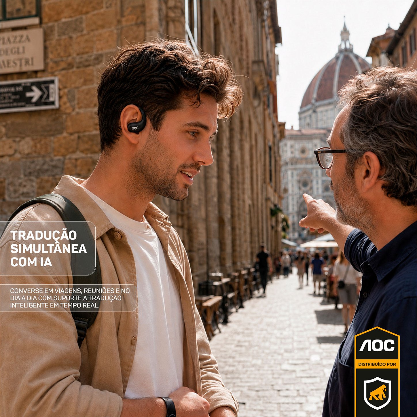 Fone Auricular Ear Clip Bluetooth 5.4 Sem fio com Alcance até 10 metros, Baixa Latência, Tradução Simultânea por IA e Microfone Integrado - Preto - AOC - foto 5