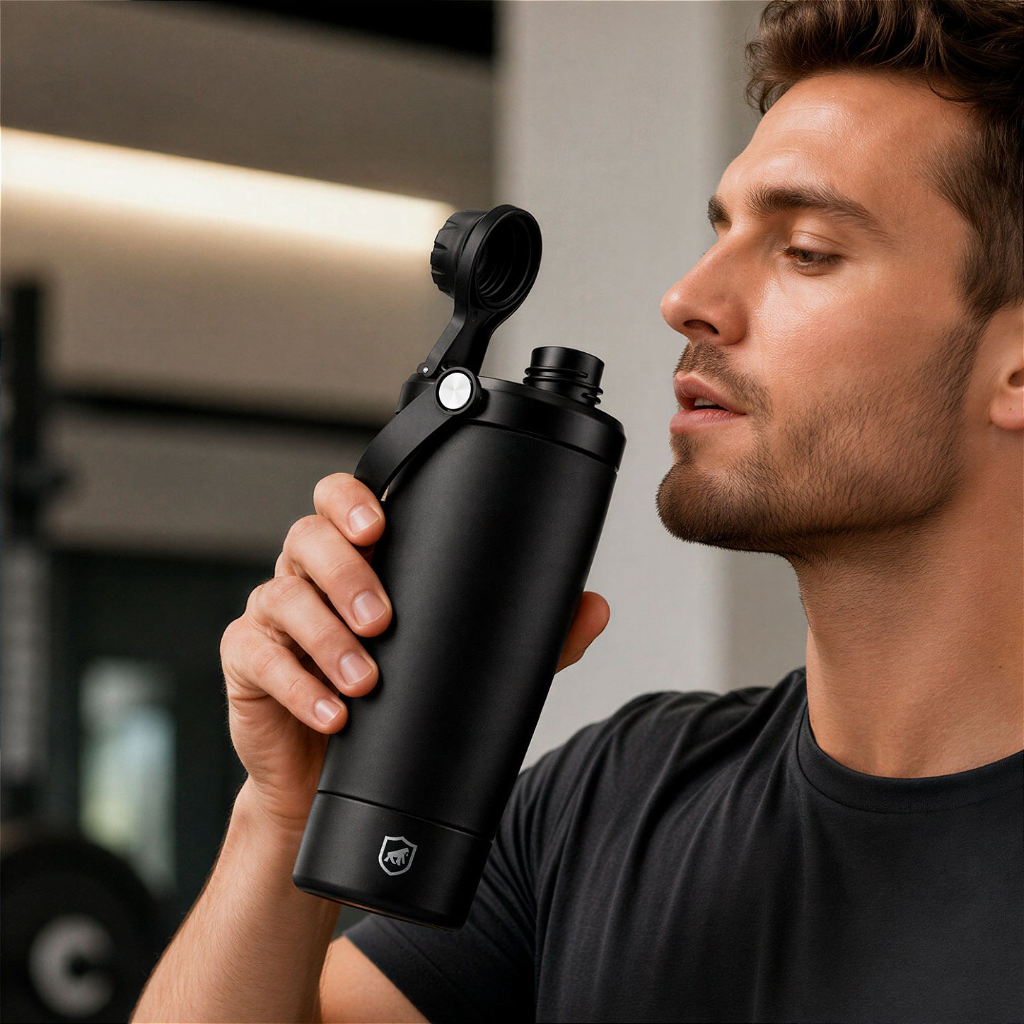 Coqueteleira Térmica Armor 600ml com Tela Antigrumos, Compartimento para Whey e Alça para Transporte - Preta - Gshield - foto 9