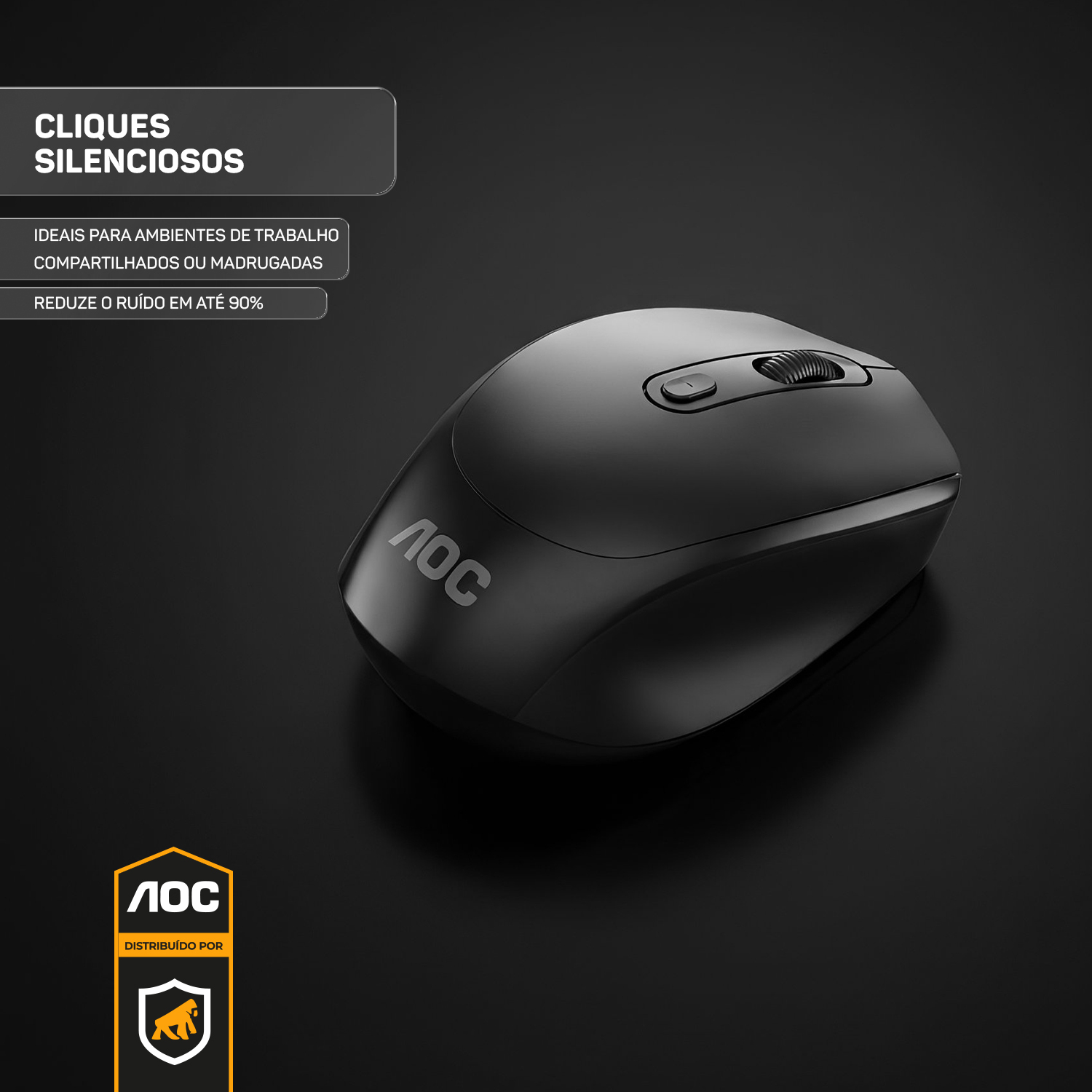 Mouse Sem Fio 2.4GHz com DPI Ajustável e Conexão USB - Preto - AOC - foto 3