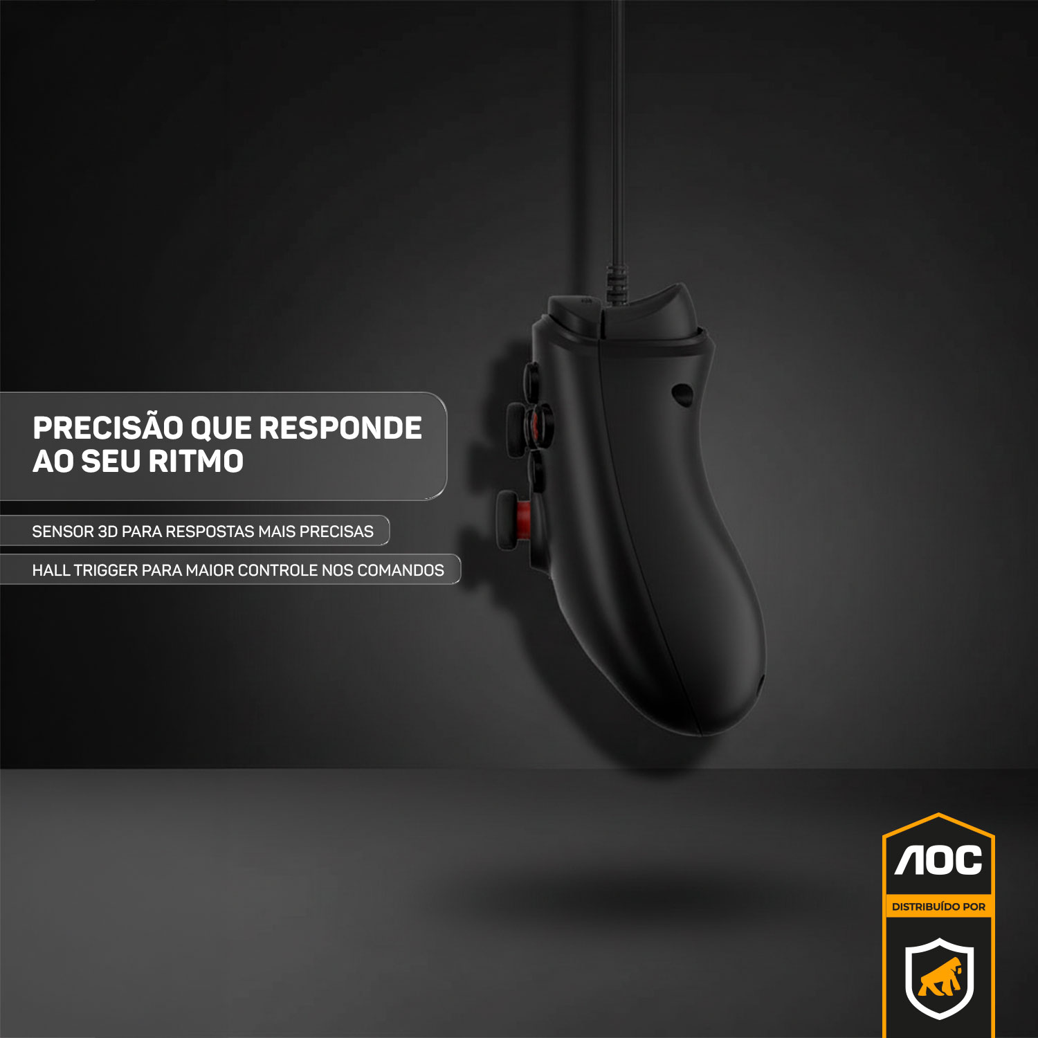 Controle Gamer com Fio USB para PC Joystick Ergonômico com Vibração Alta Precisão Plug and Play - AOC - foto 7