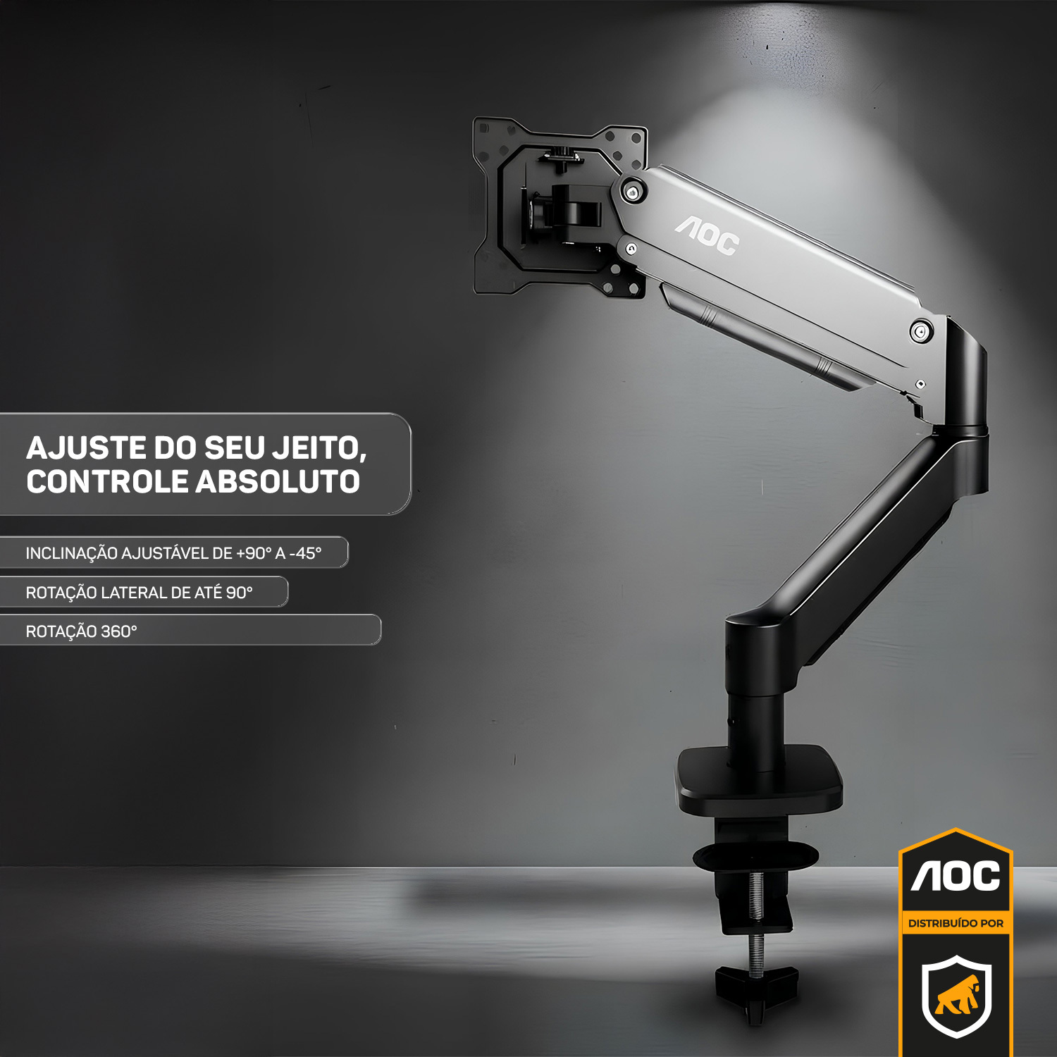 Suporte de Mesa Articulado para Monitor 15” a 32” até 9kg VESA - Preto - AOC - foto 4