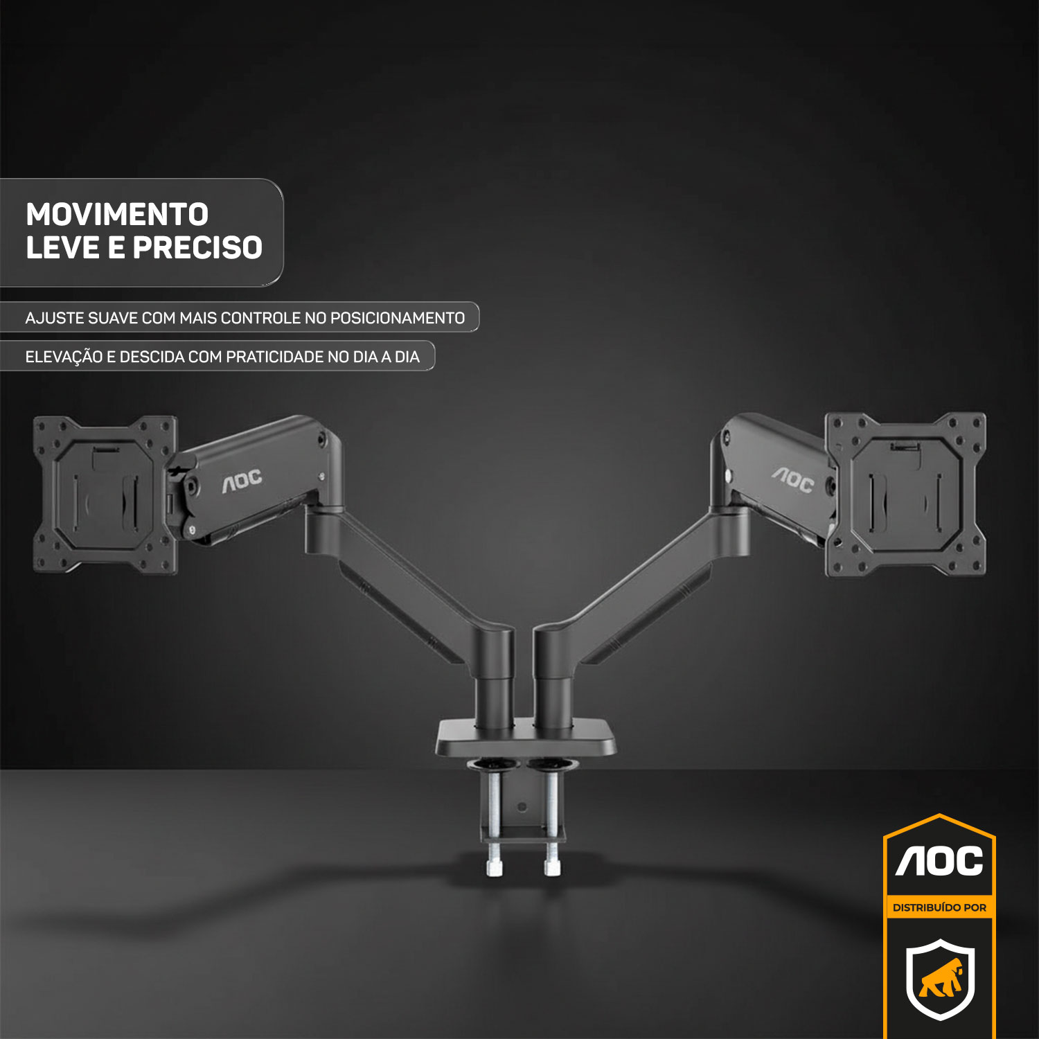 Suporte de Mesa Articulado para 2 Monitores 15” a 32” VESA - Preto - AOC - foto 8
