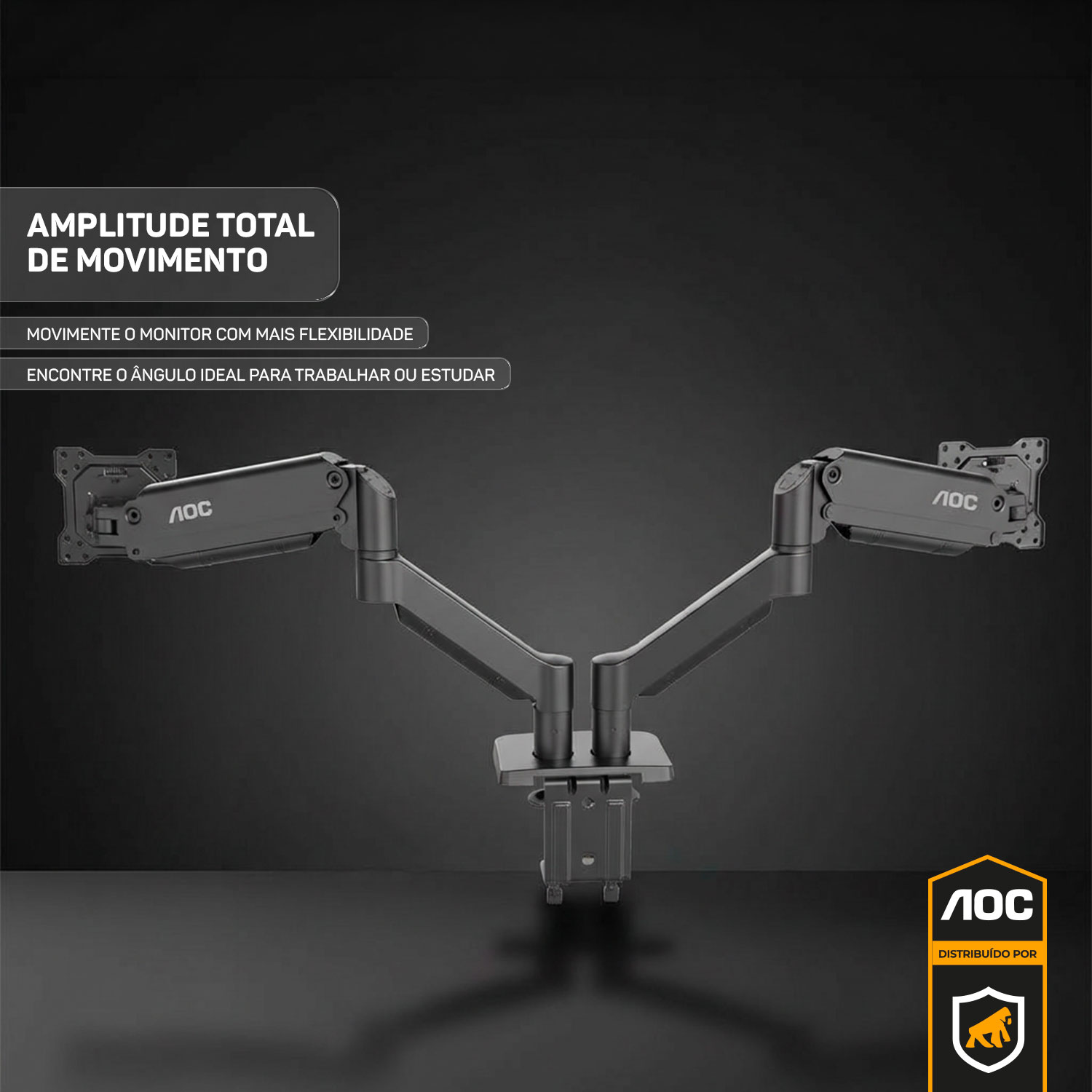 Suporte de Mesa Articulado para 2 Monitores 15” a 32” VESA - Preto - AOC - foto 3