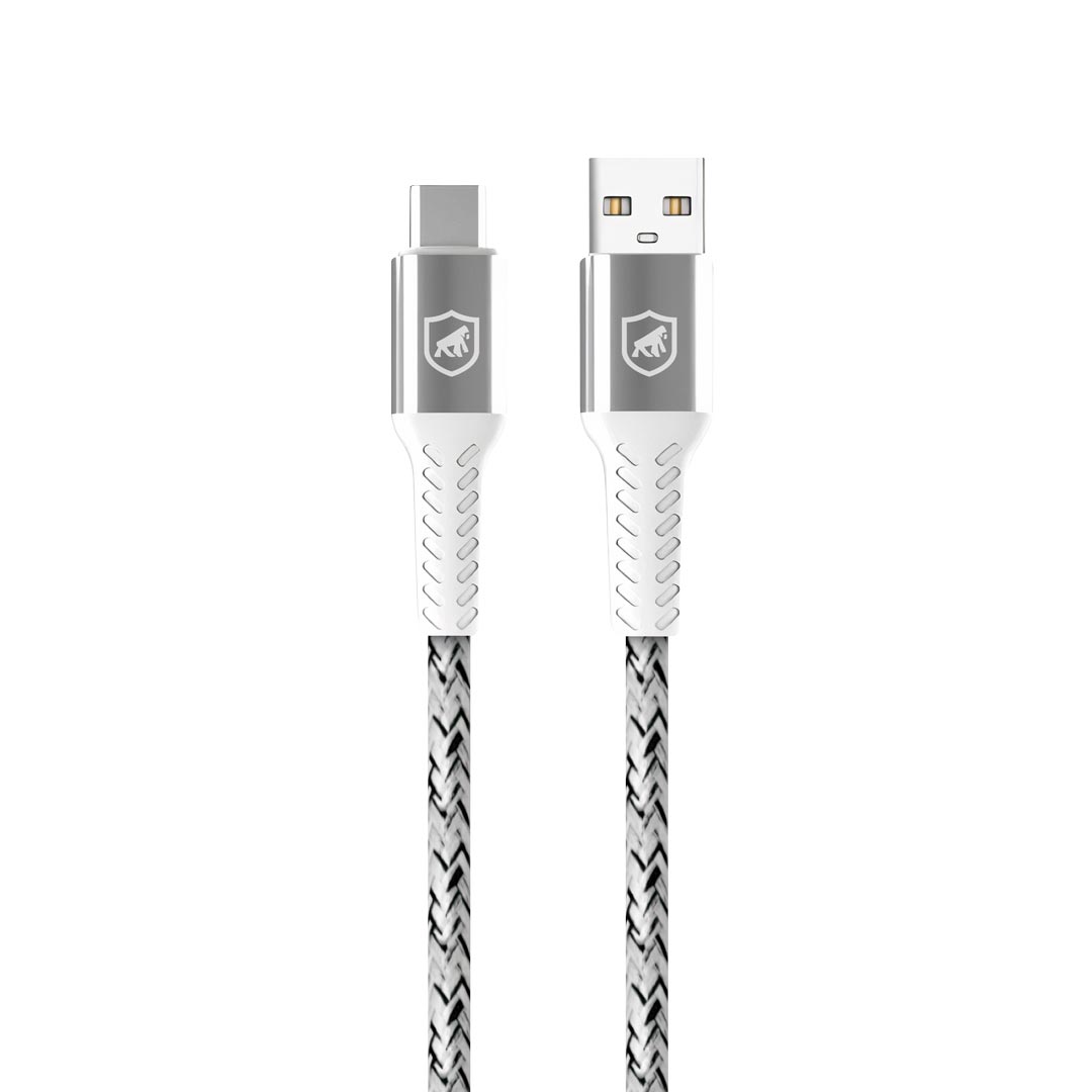 Cabo Nylon Kevlar USB-A / Tipo C - 1,5M - Branco - Gshield