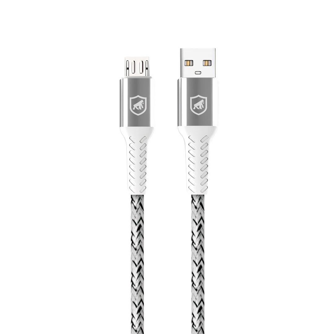Cabo Nylon Kevlar Micro USB V8 / USB-A - 1,5M - Branco - Gshield