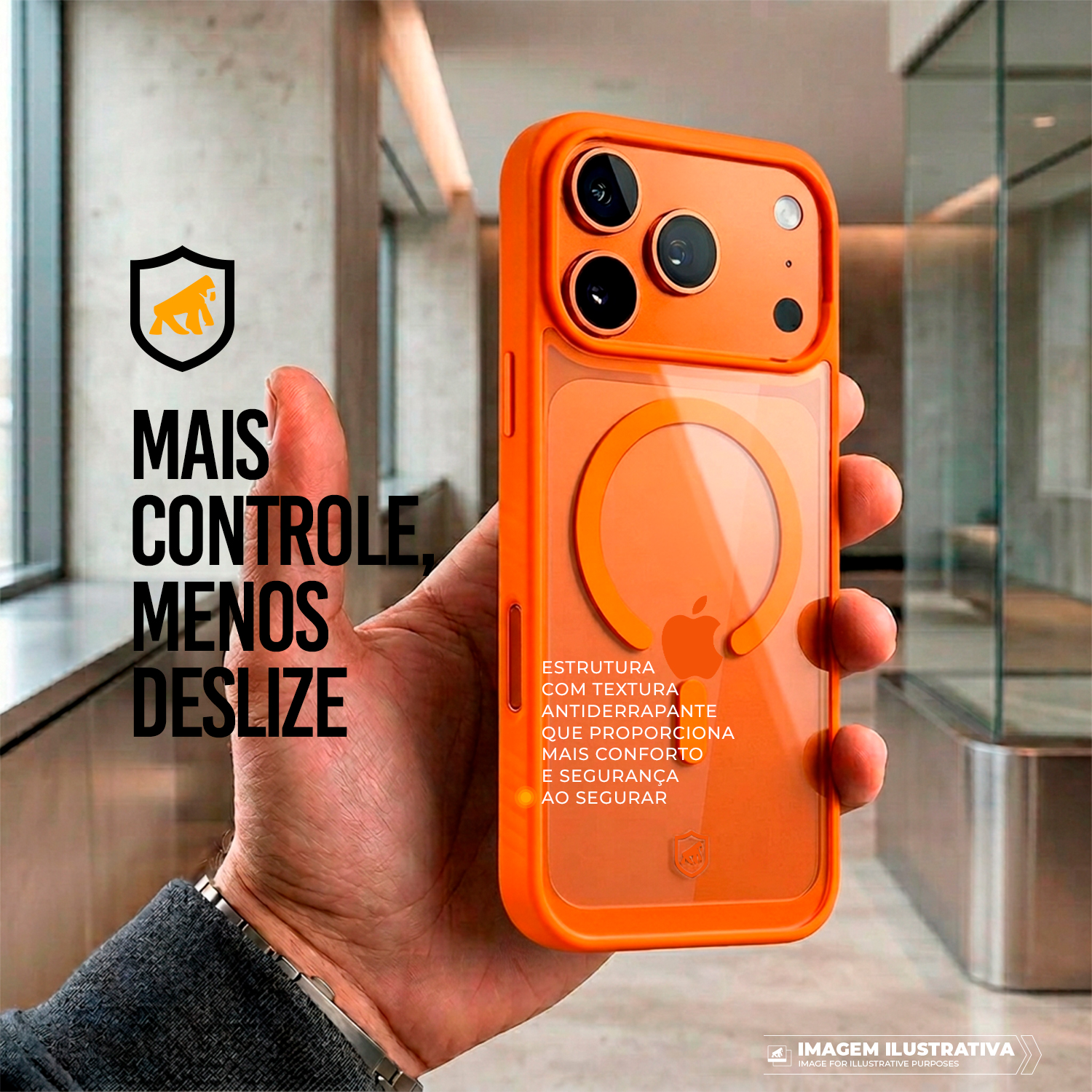 Capa para iPhone 17 Pro - Magsafe Wave Transparente - Laranja - Gshield - foto 7