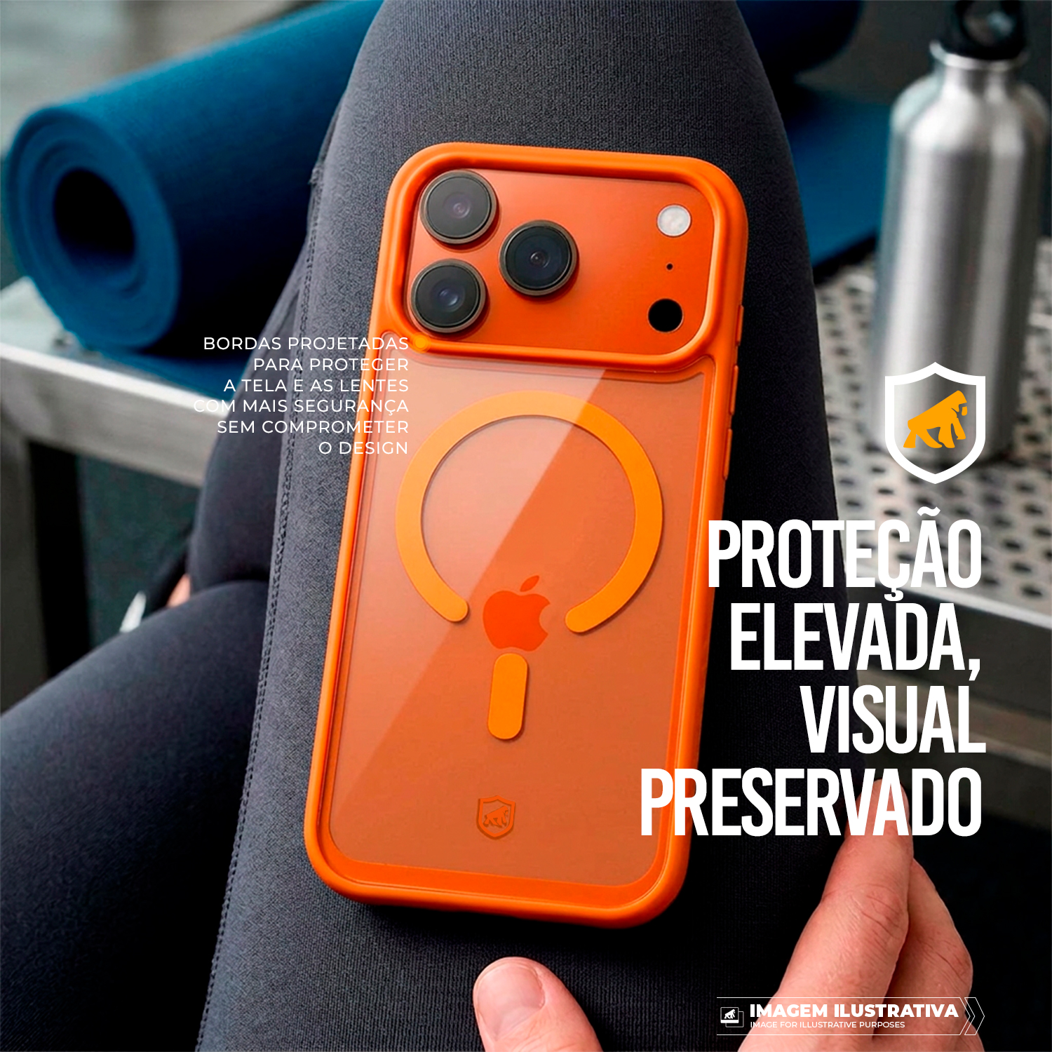 Capa para iPhone 17 Pro - Magsafe Wave Transparente - Laranja - Gshield - foto 5