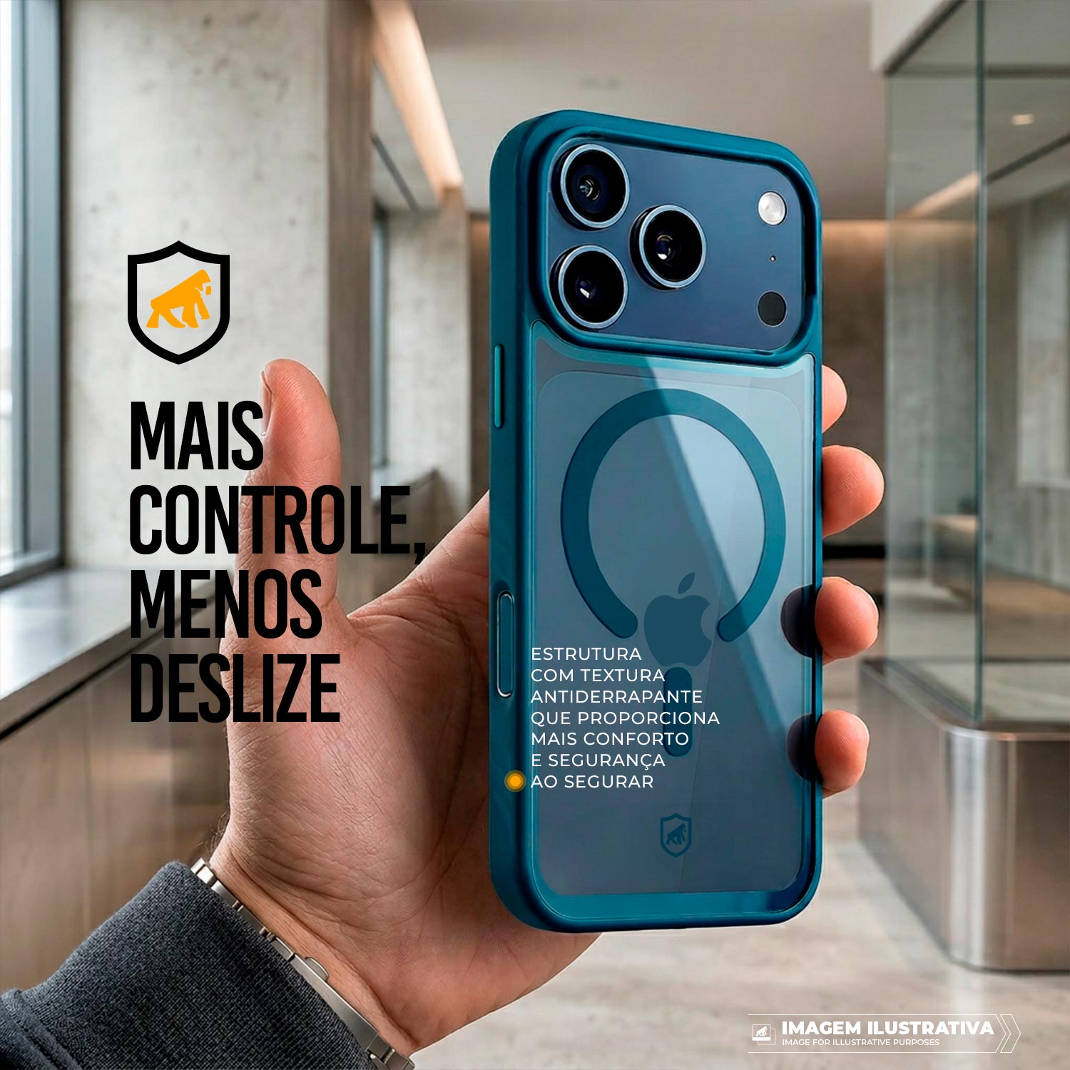 Capa para iPhone 17 Pro - Magsafe Wave Transparente - Azul - Gshield - foto 6