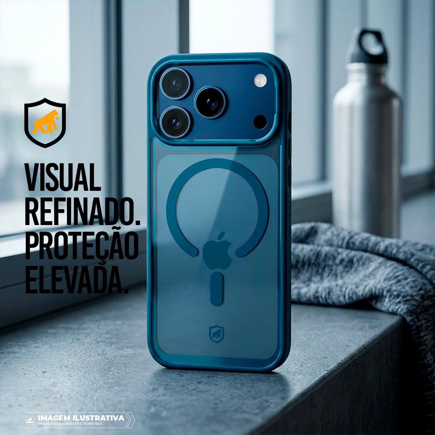 Capa para iPhone 17 Pro Max - Magsafe Wave Transparente - Azul - Gshield - foto 7