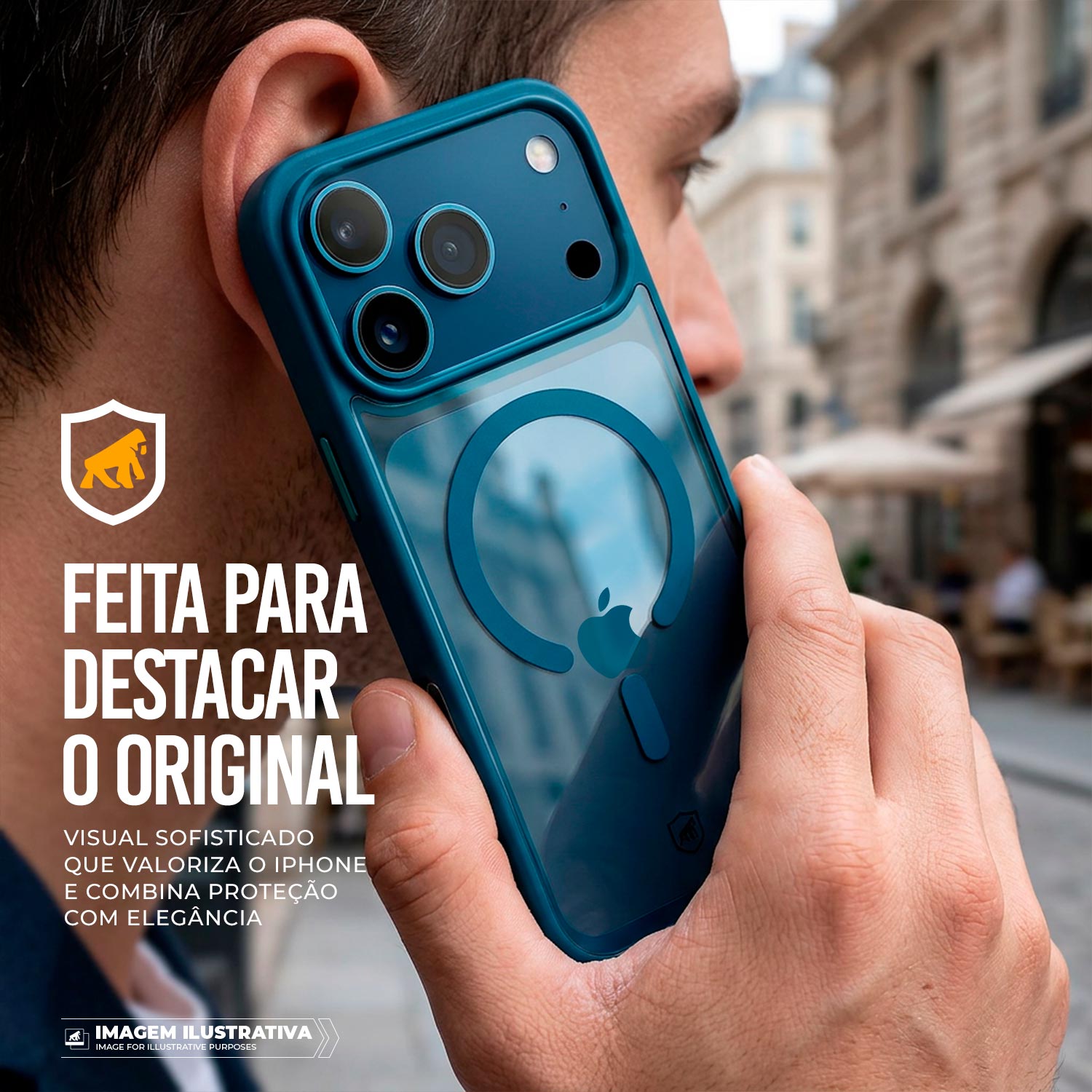 Capa para iPhone 17 Pro Max - Magsafe Wave Transparente - Azul - Gshield - foto 5