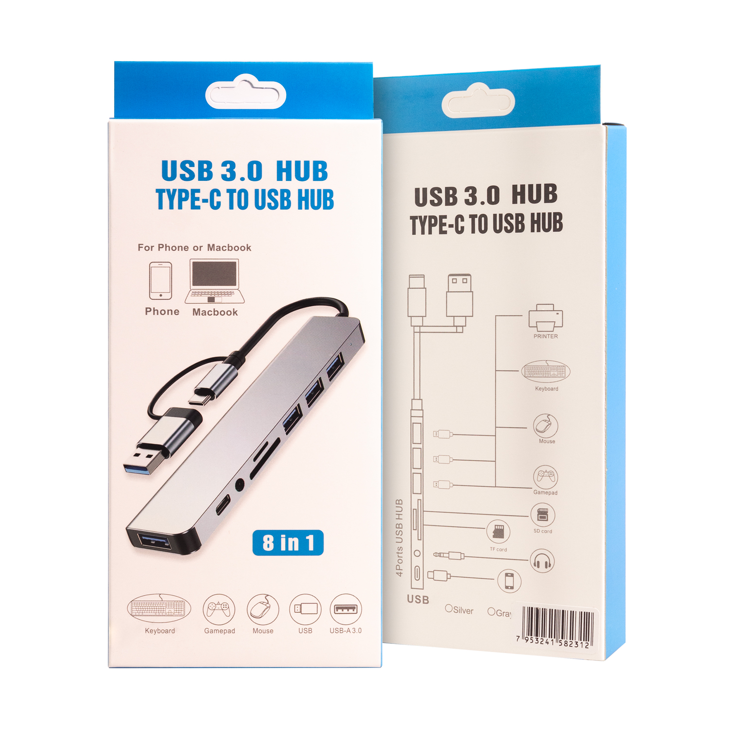 Adaptador 8 em 1 - Tipo C / P2 / USB-A 3.0 / TF / SD - Verde - foto 2