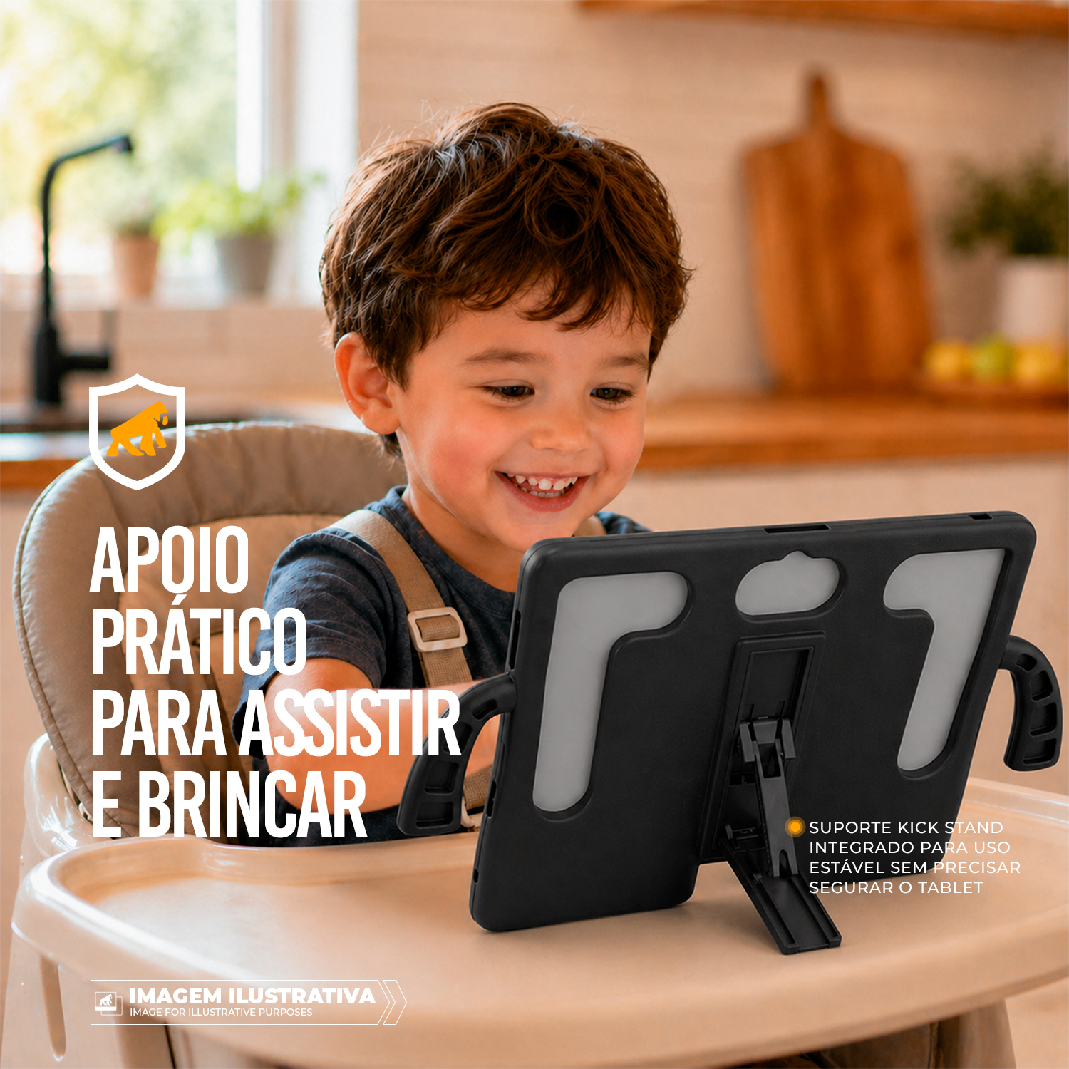Capa Silicon Impact Universal para Tablet 9 a 12 Polegadas - Preta