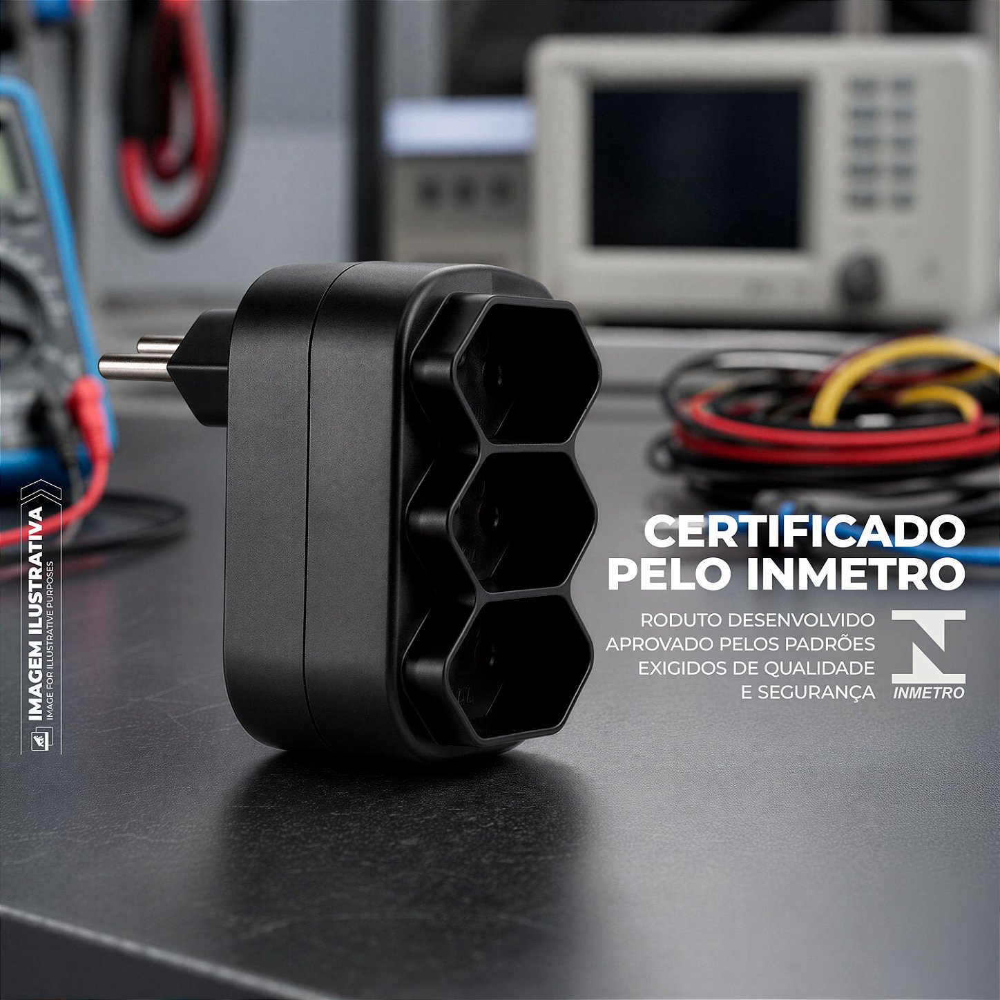 Adaptador com 3 Tomadas Bivolt 127/220V até 10A, Padrão Brasileiro NBR 14136 - Dual Shock - Gshield - foto 5