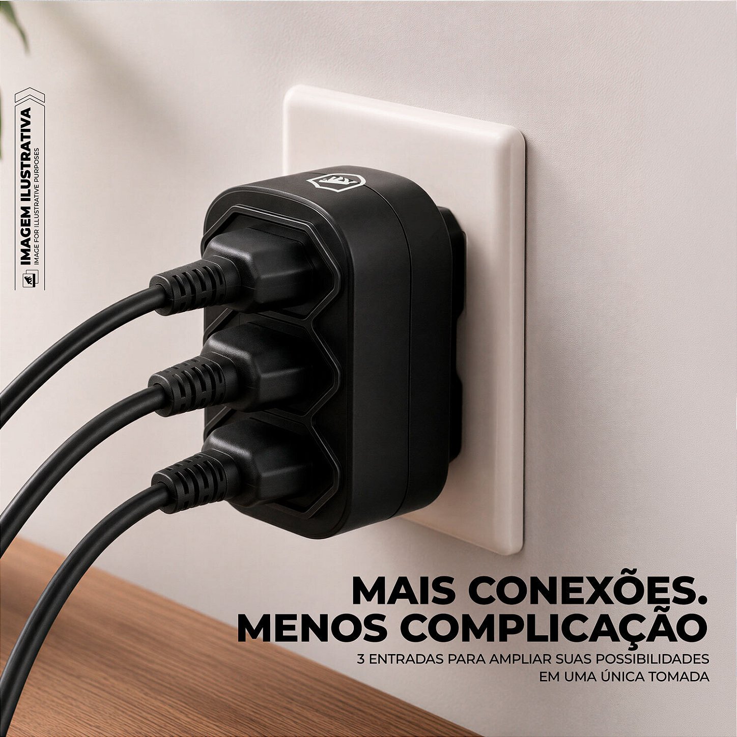 Adaptador com 3 Tomadas Bivolt 127/220V até 10A, Padrão Brasileiro NBR 14136 - Dual Shock - Gshield - foto 4