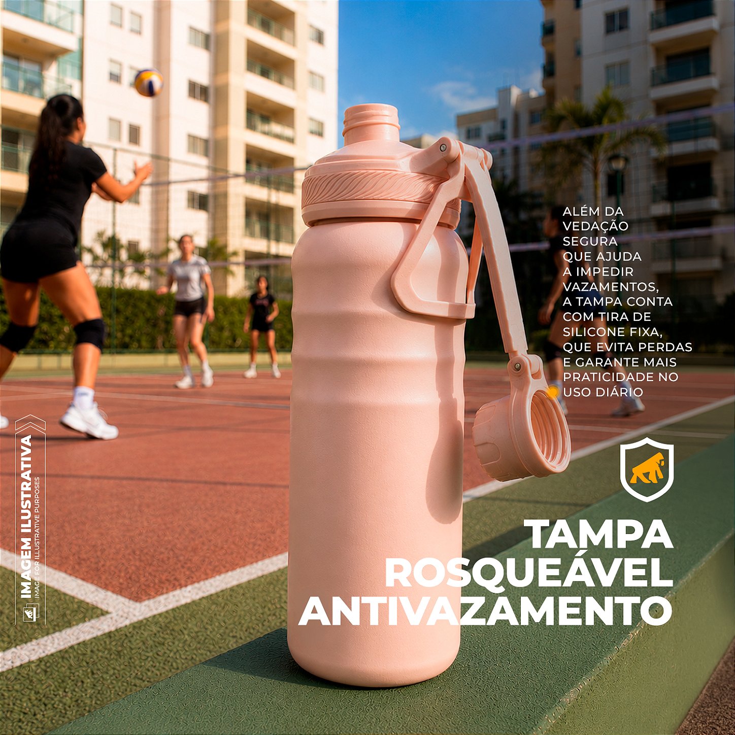 Garrafa Térmica Aço inoxidável de Parede Dupla 700ml, Quente ou Frio, Antivazamento com Alça de Silicone - Rosa - Armor - Gshield - foto 3