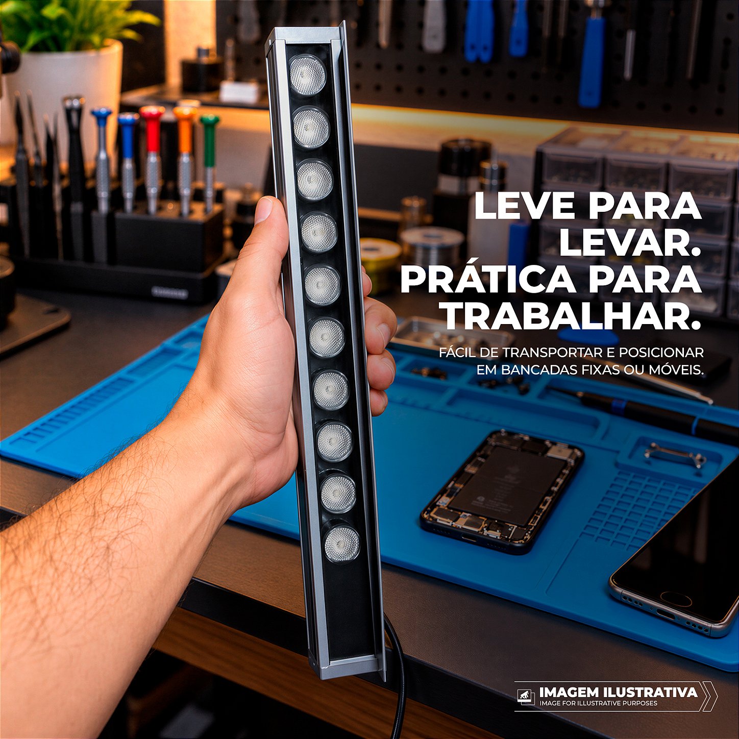 Luz LED Verde para Aplicação de Película com Interruptor Integrado ao Cabo - Gshield - foto 2