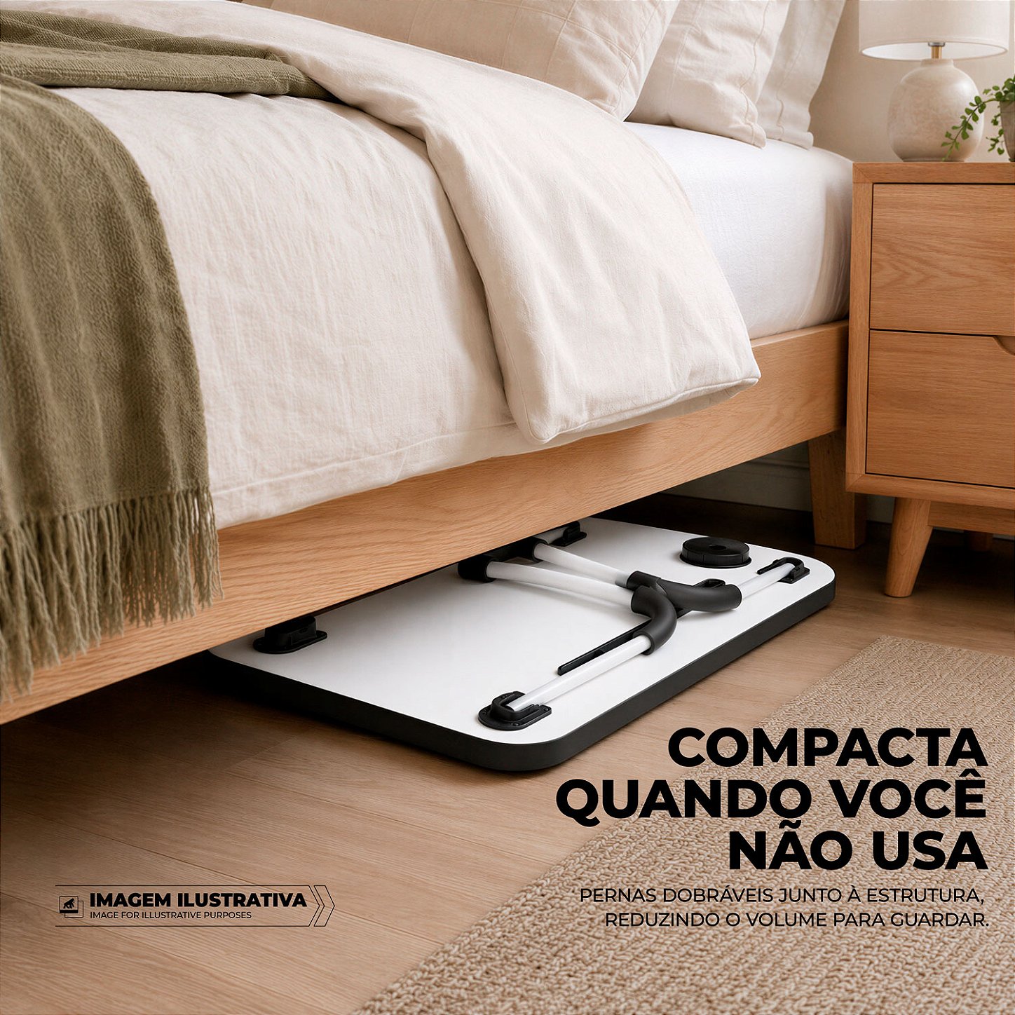 Mesa de Notebook Multiuso Armor Portátil Dobrável Preta para Cama e Sofá com Porta-Tablet e Porta-Copos - Gshield - foto 6