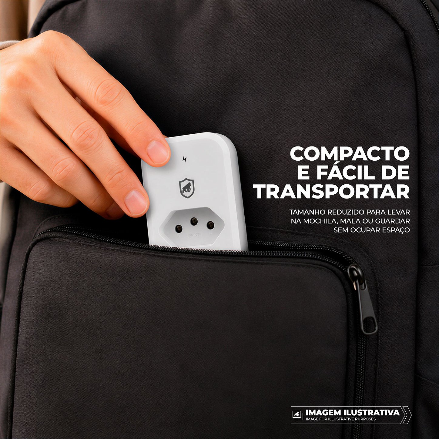 Protetor contra Surtos Elétricos Anti-Raio de até 1,2 kA com Tecnologia DPS, Fabricado em PC antichamas, Bivolt 10A e LED indicativo, Branco - Dual Shock - Gshield