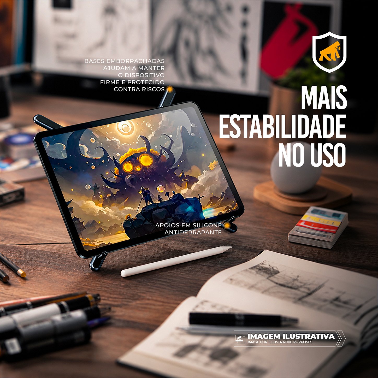 Suporte de Mesa Hydra 4 em 1 MagSafe Ajustável para Celular, Tablet e Notebook - Gshield - foto 8