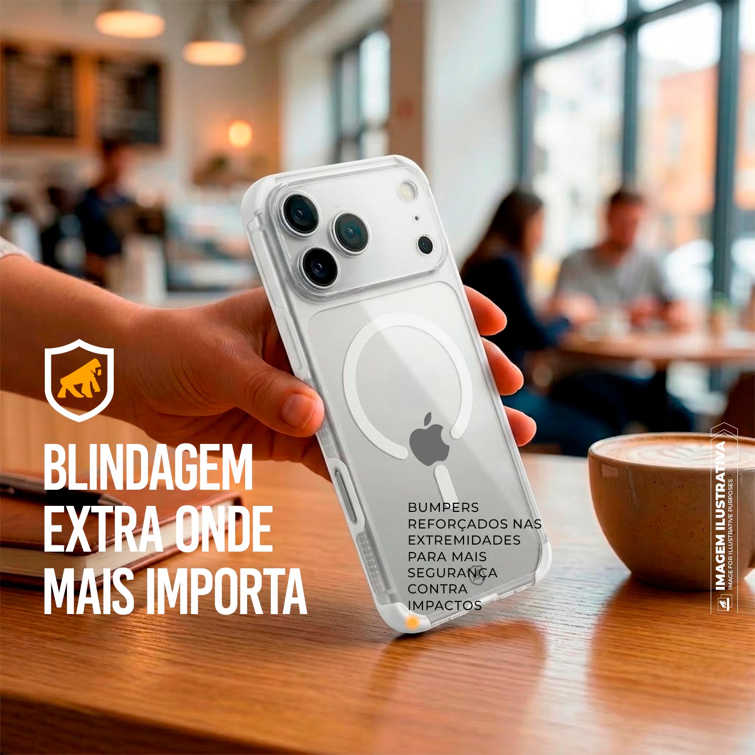 Capa para iPhone 17 - Crystal Edge Magsafe - Branca - NÃO AMARELA - Gshield - foto 6