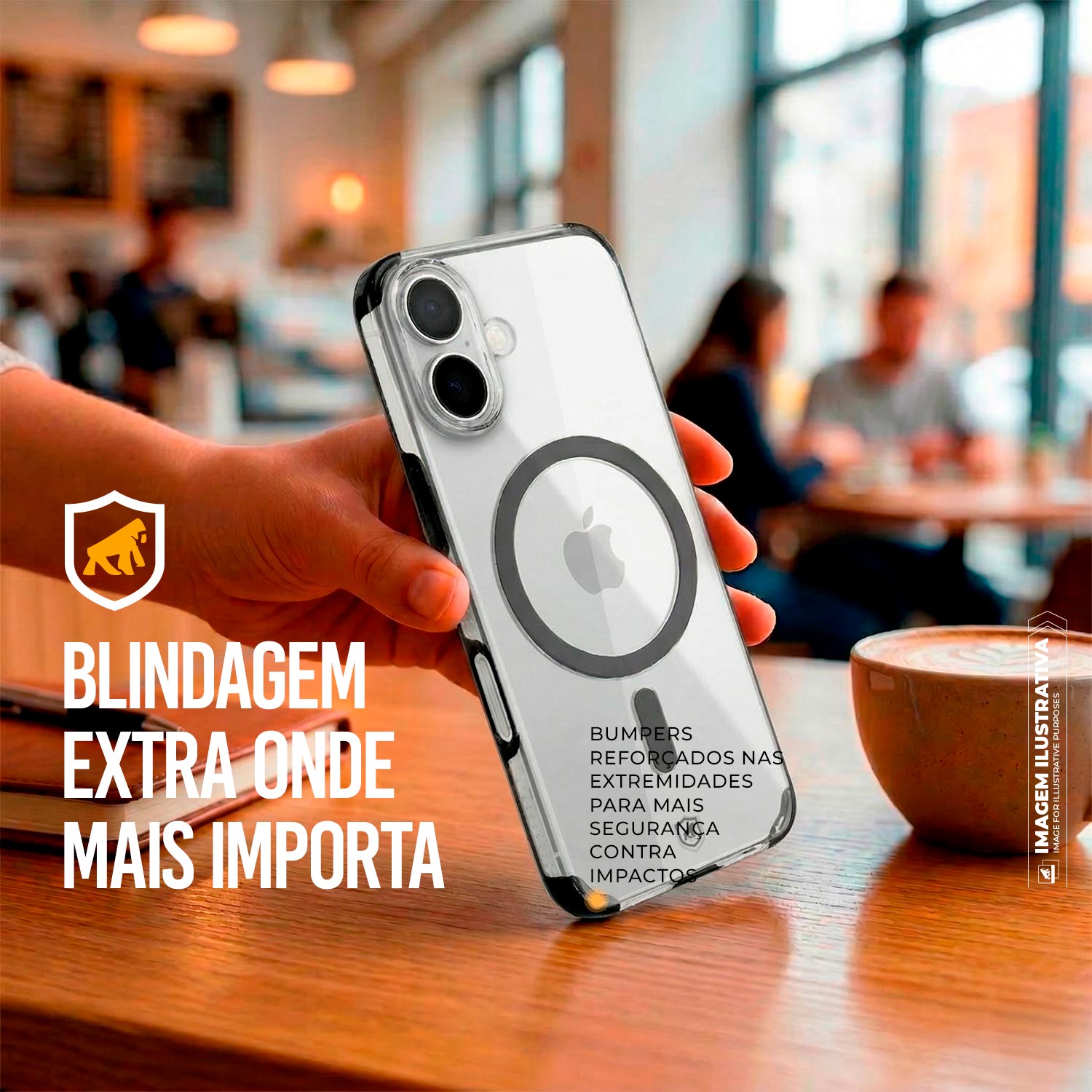 Capa para iPhone 17 - Crystal Edge Magsafe - Preta - NÃO AMARELA - Gshield - foto 6