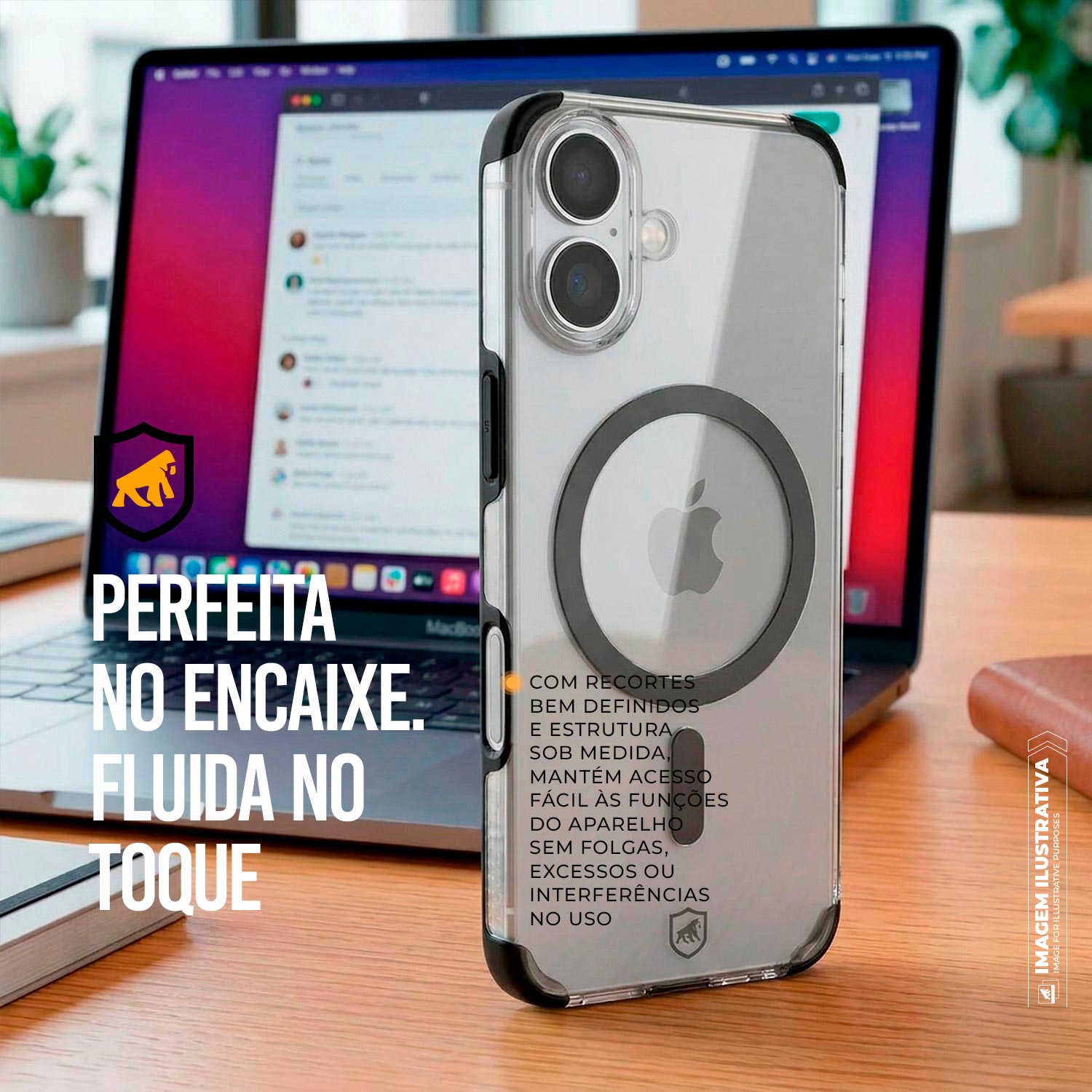 Capa para iPhone 17 - Crystal Edge Magsafe - Preta - NÃO AMARELA - Gshield - foto 3