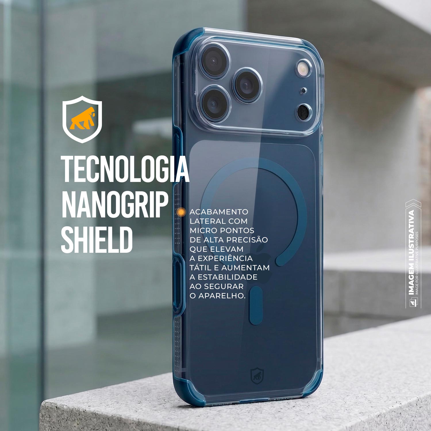 Capa para iPhone 17 Pro Max - Crystal Edge Magsafe - Azul - NÃO AMARELA - Gshield