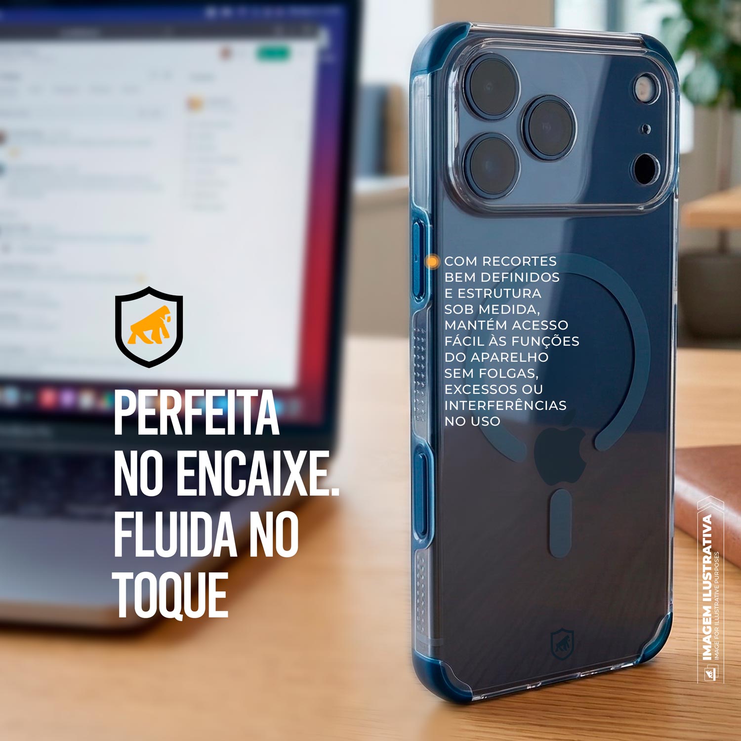 Capa para iPhone 17 Pro Max - Crystal Edge Magsafe - Azul - NÃO AMARELA - Gshield