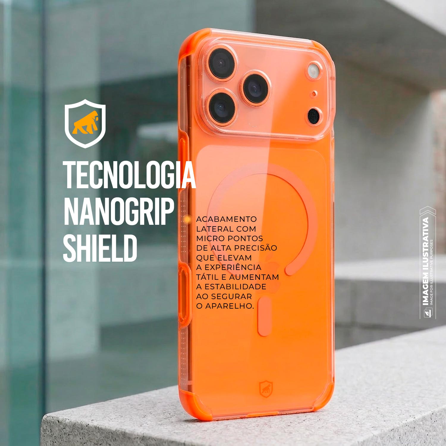 Capa para iPhone 17 Pro Max - Crystal Edge Magsafe - Laranja - NÃO AMARELA - Gshield - foto 5