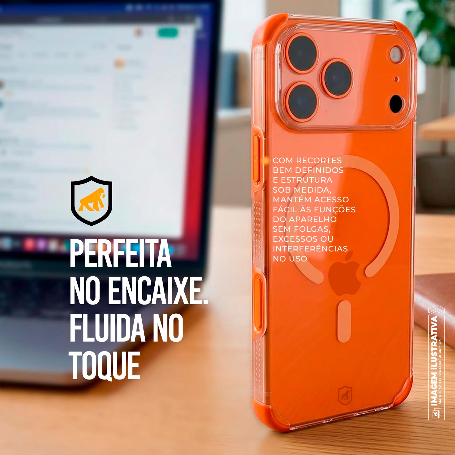 Capa para iPhone 17 Pro Max - Crystal Edge Magsafe - Laranja - NÃO AMARELA - Gshield - foto 3