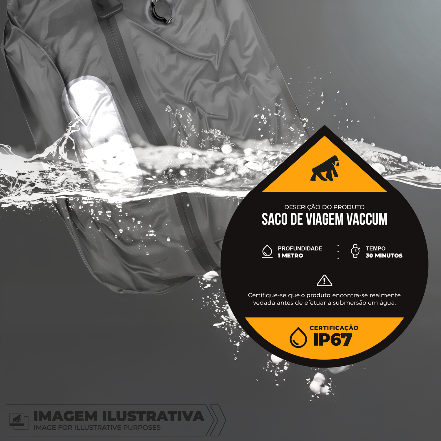 Saco à Vácuo para Viagem à Prova d’Água com Vedação Hermética - Médio - Safe Bag - Gshield - foto 6