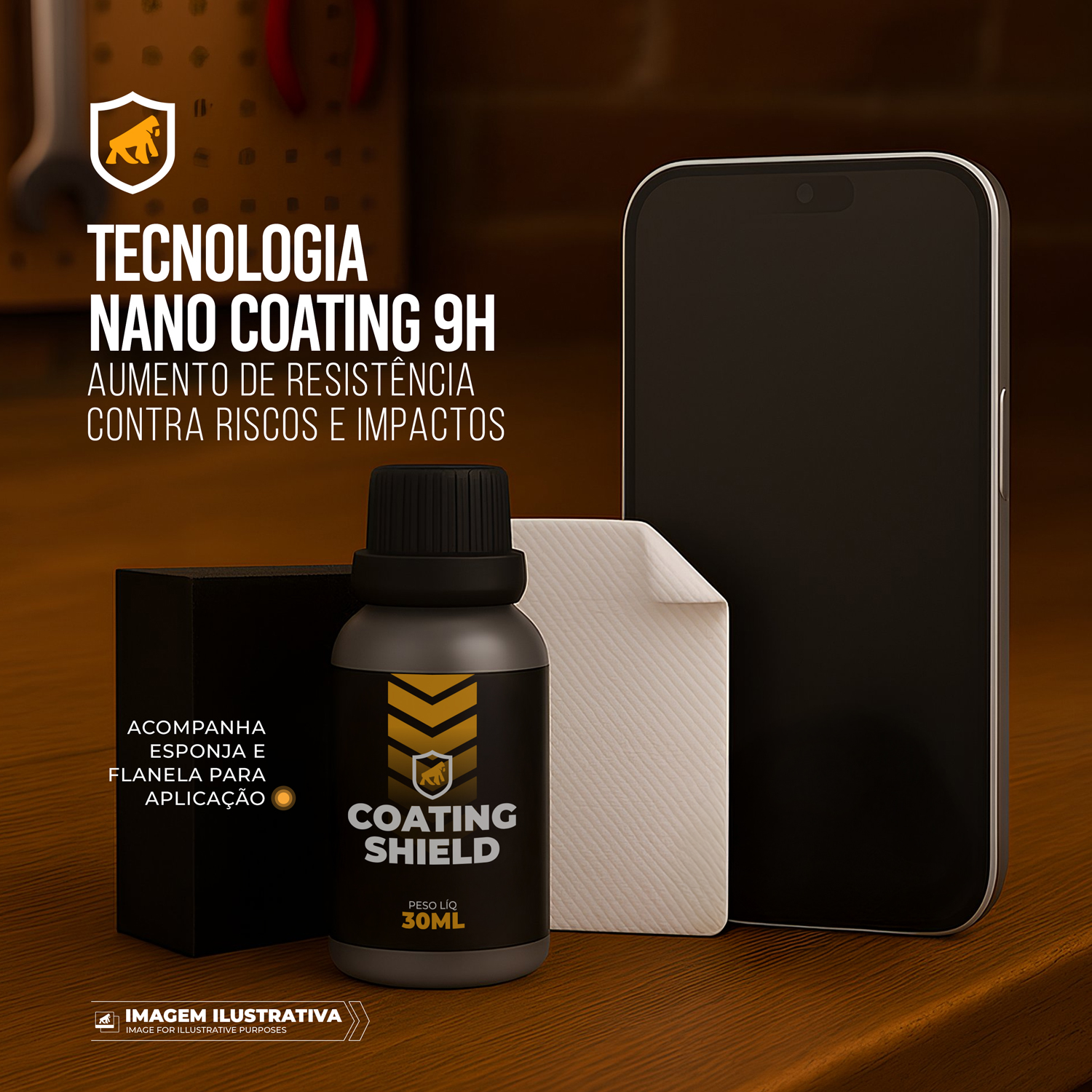 Nano Vitrificador Coating Shield 9H 30ml para Smartphone – Proteção Hidrofóbica e Antirriscos – Gshield - foto 3