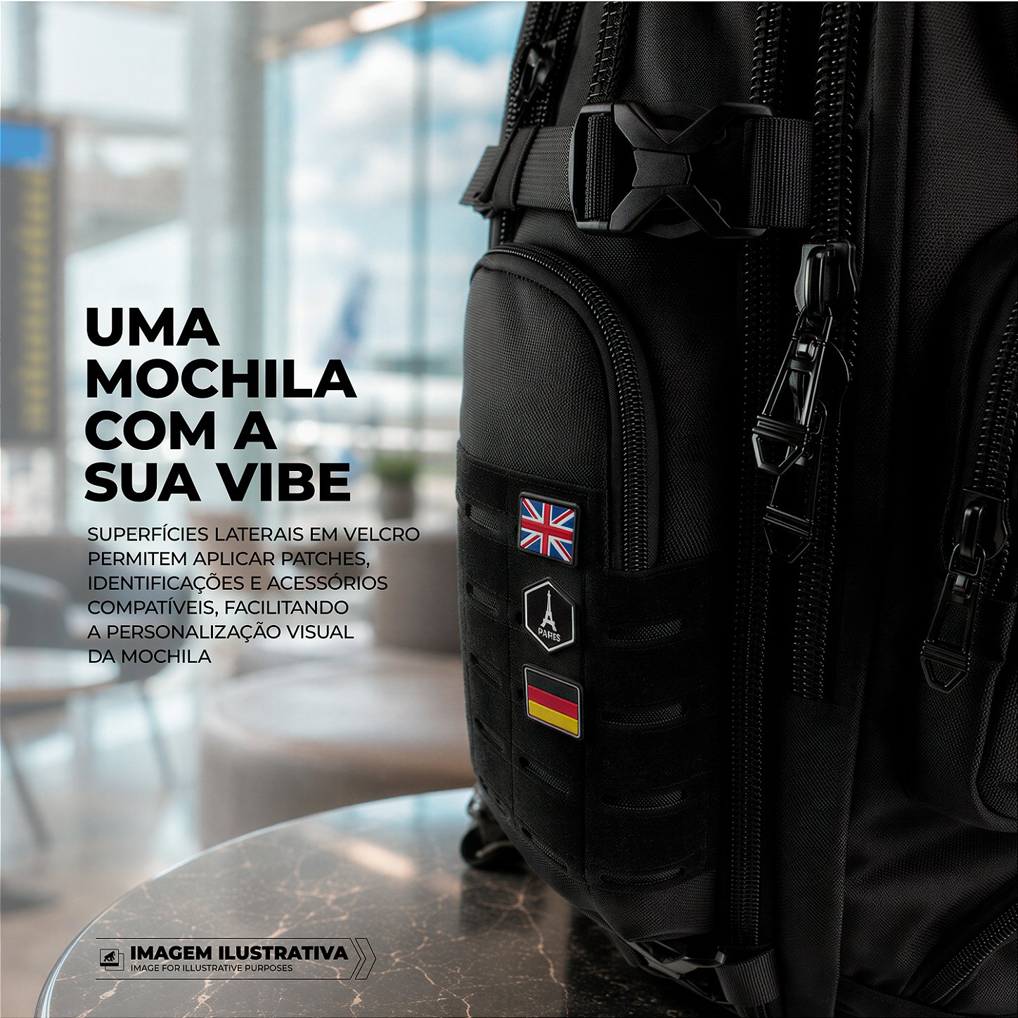 Mochila Bolsa Impermeável 30L com Compartimento para Calçado e Bolso Acolchoado de Notebook até 15.6", Cadeado Integrado - Victus - Gshield - foto 10