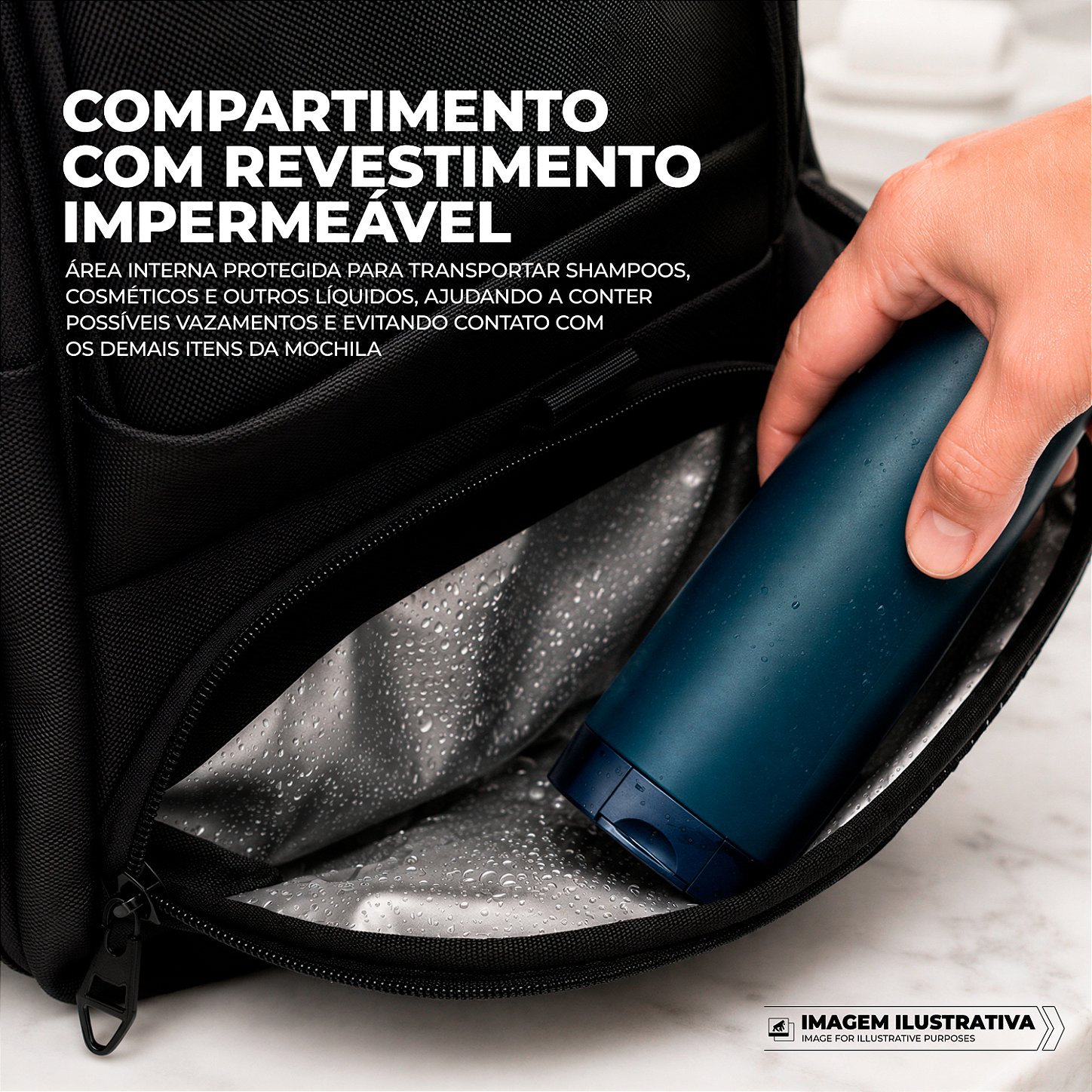 Mochila Bolsa Impermeável 30L com Compartimento para Calçado e Bolso Acolchoado de Notebook até 15.6", Cadeado Integrado - Victus - Gshield - foto 5
