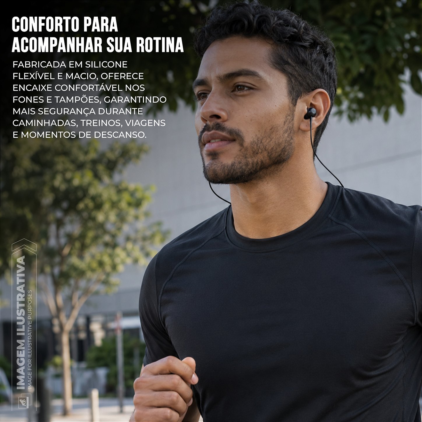Cordão Anti-Perda Universal para Fones Sem Fio e Tampões de Ouvido em Silicone Flexível - Preto - Gshield - foto 4