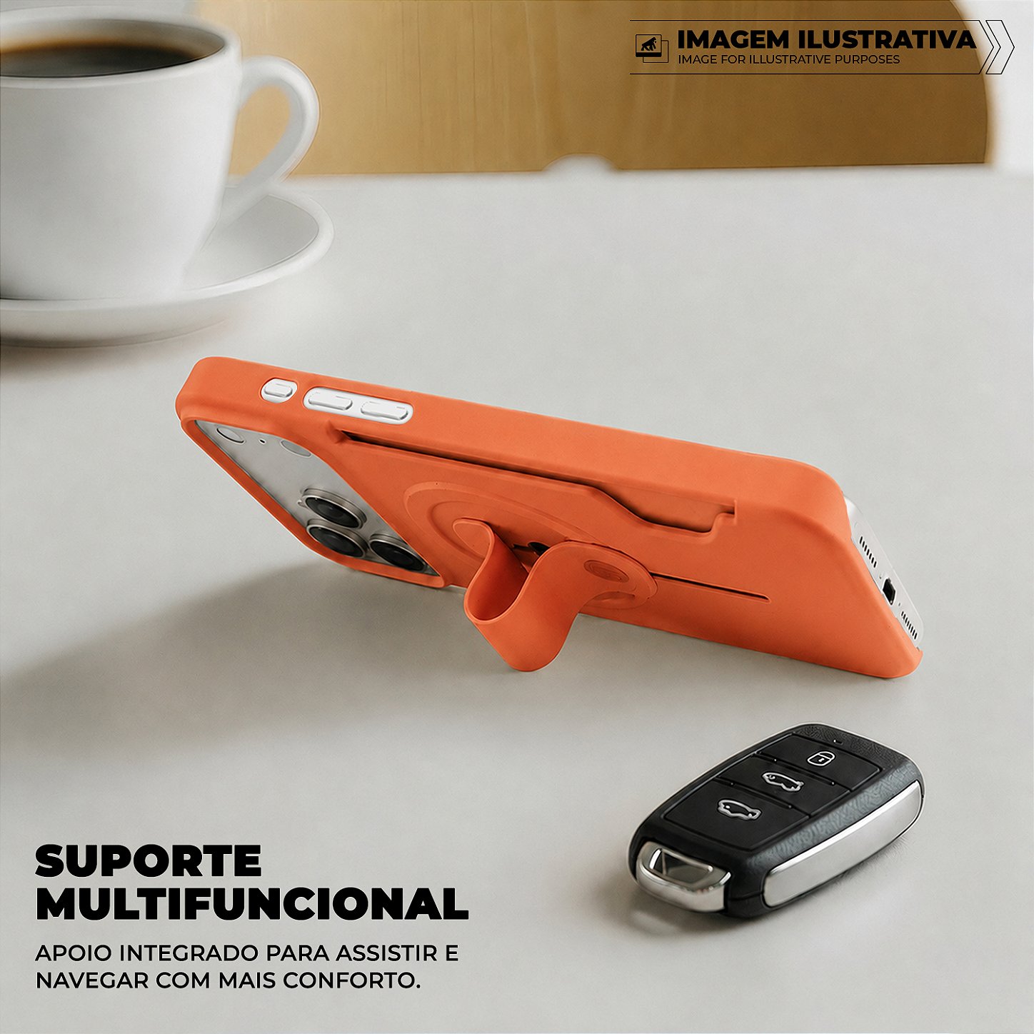 Capa para iPhone 17 Pro Max - Card Ring - Laranja - Gshield