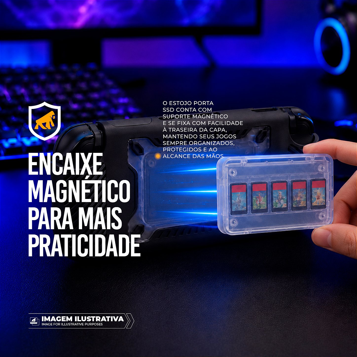 Capa Anti-impacto Nintendo Switch 2 com Grip Antiderrapante, Case Magnética Removível para SSD - Armex - Gshield - foto 5